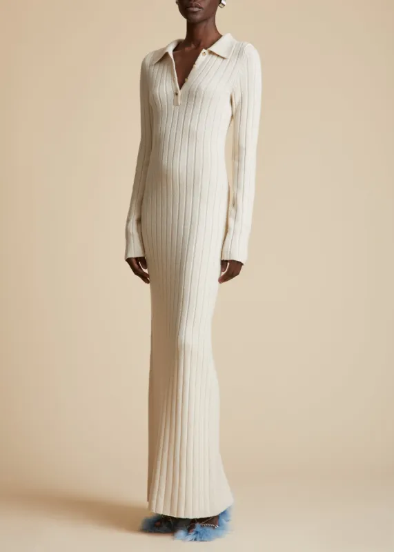 The Hans Dress in Magnolia sold by KHAITE