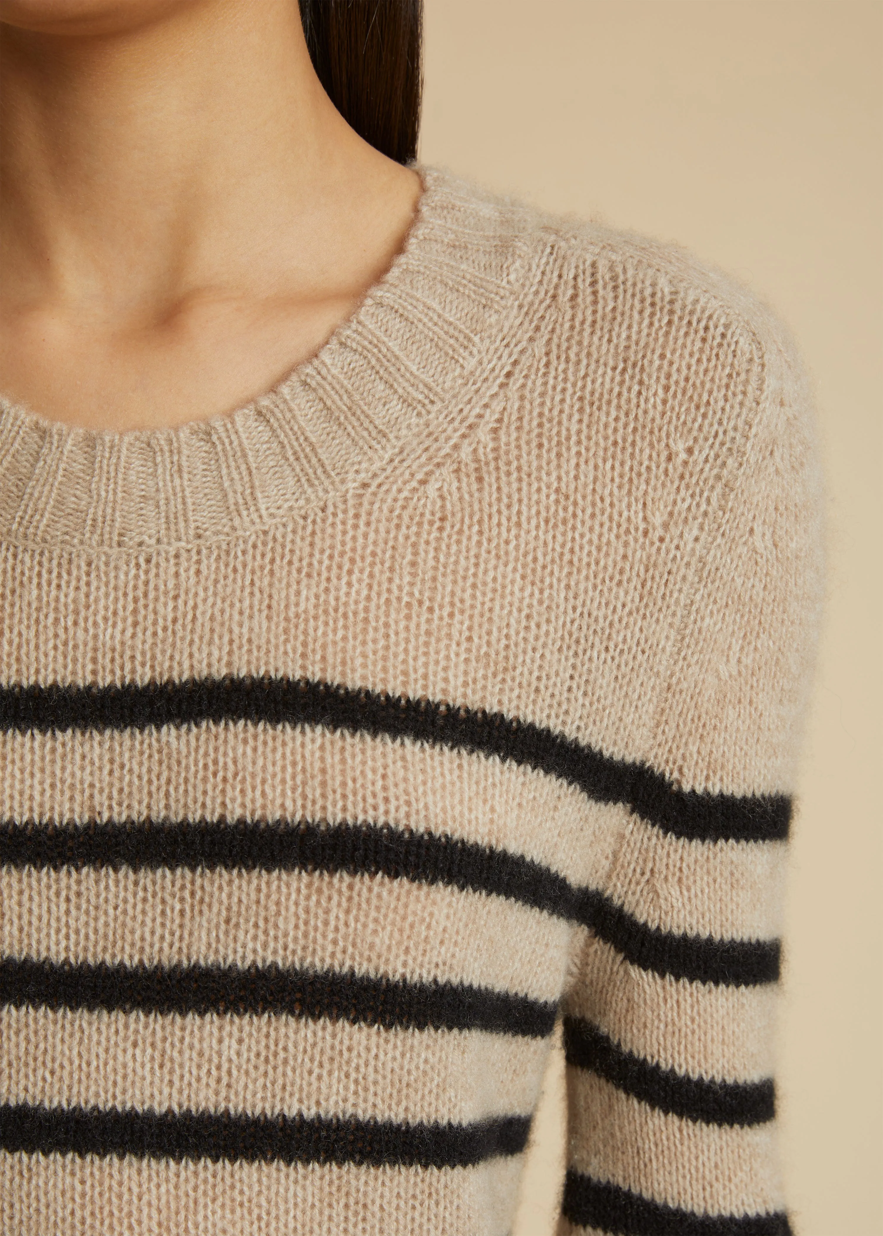 The Tilda Sweater in Powder and Black Stripe sold by KHAITE product image thumbnail 4