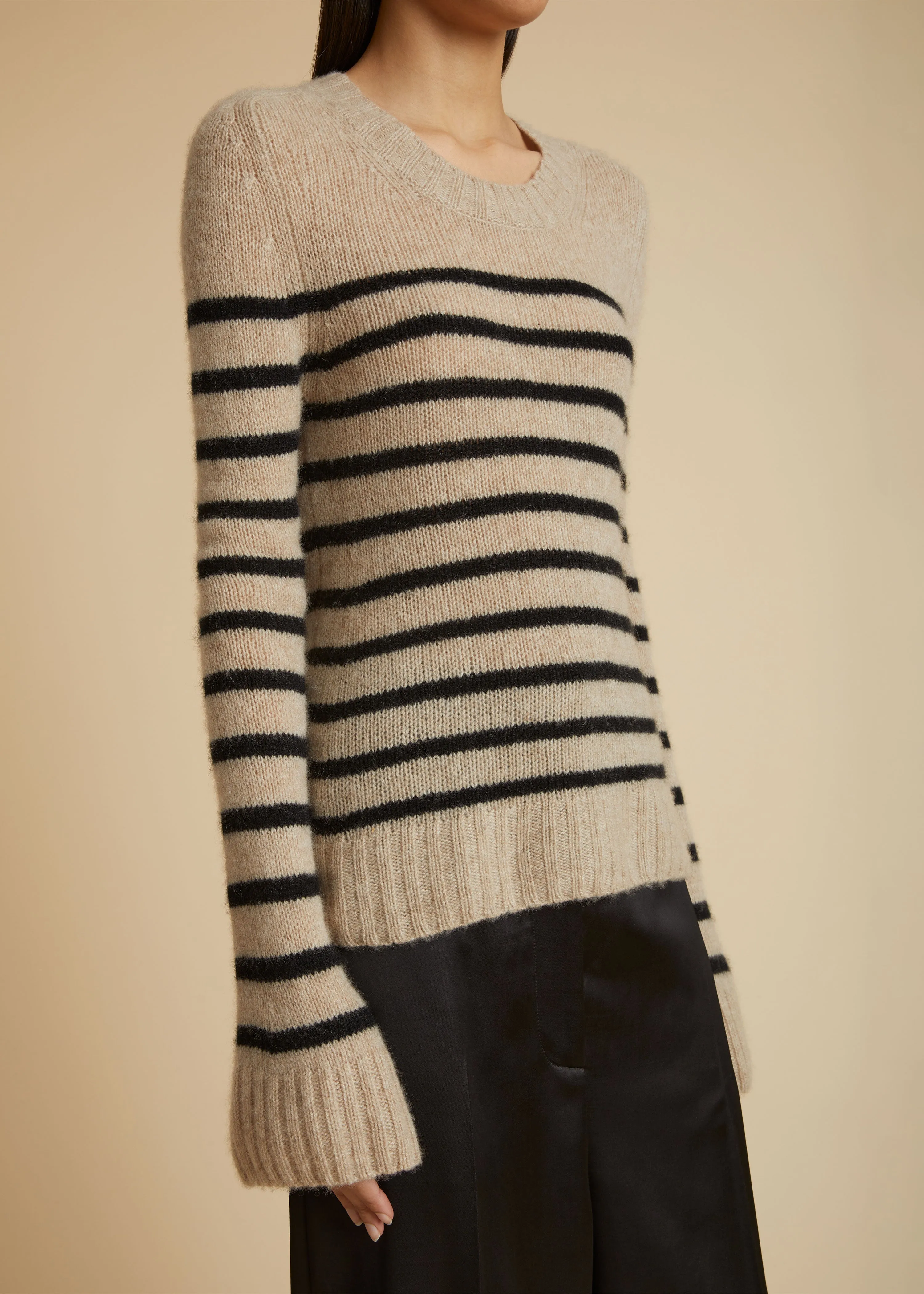 The Tilda Sweater in Powder and Black Stripe sold by KHAITE product image thumbnail 5