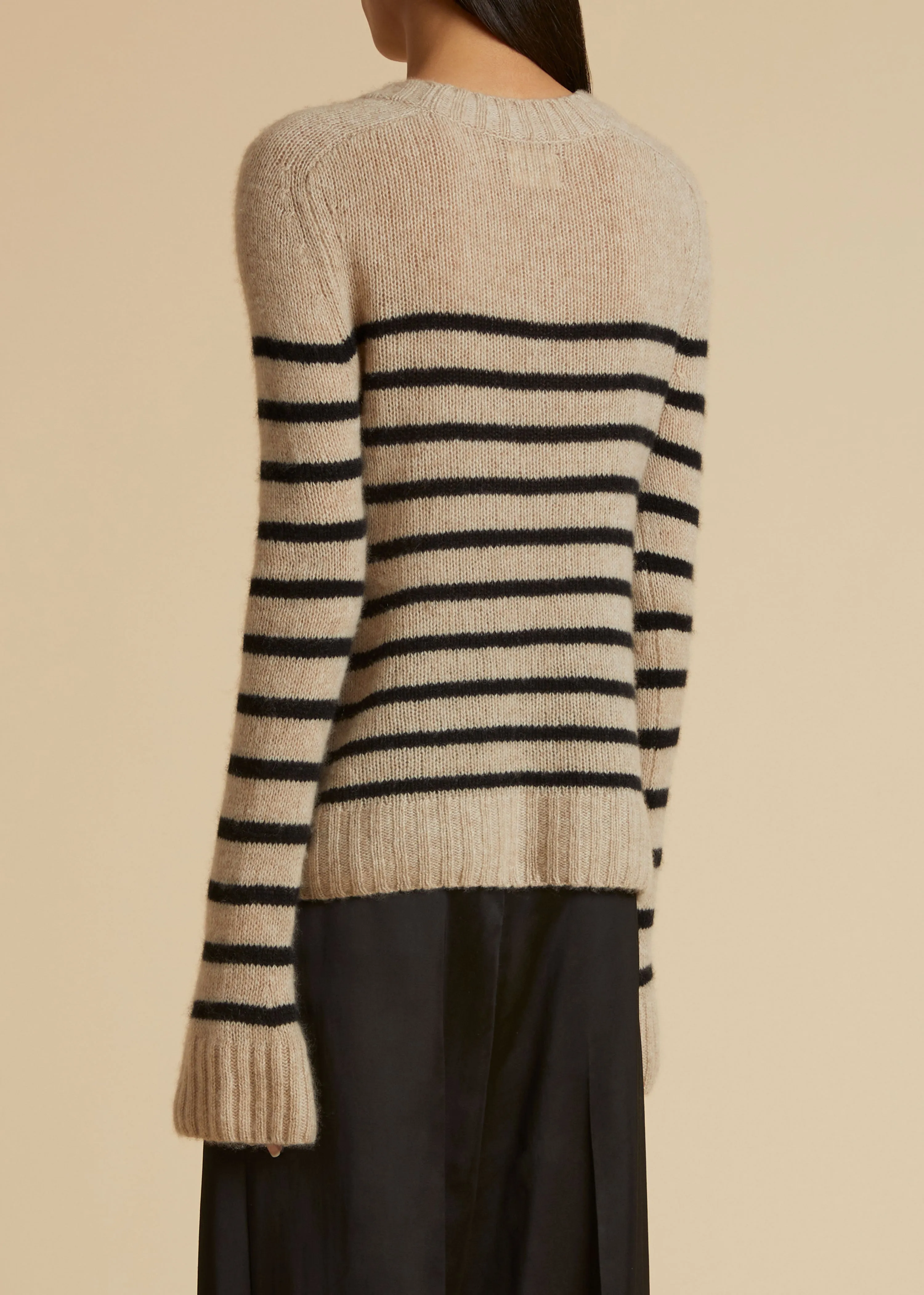The Tilda Sweater in Powder and Black Stripe sold by KHAITE product image thumbnail 3