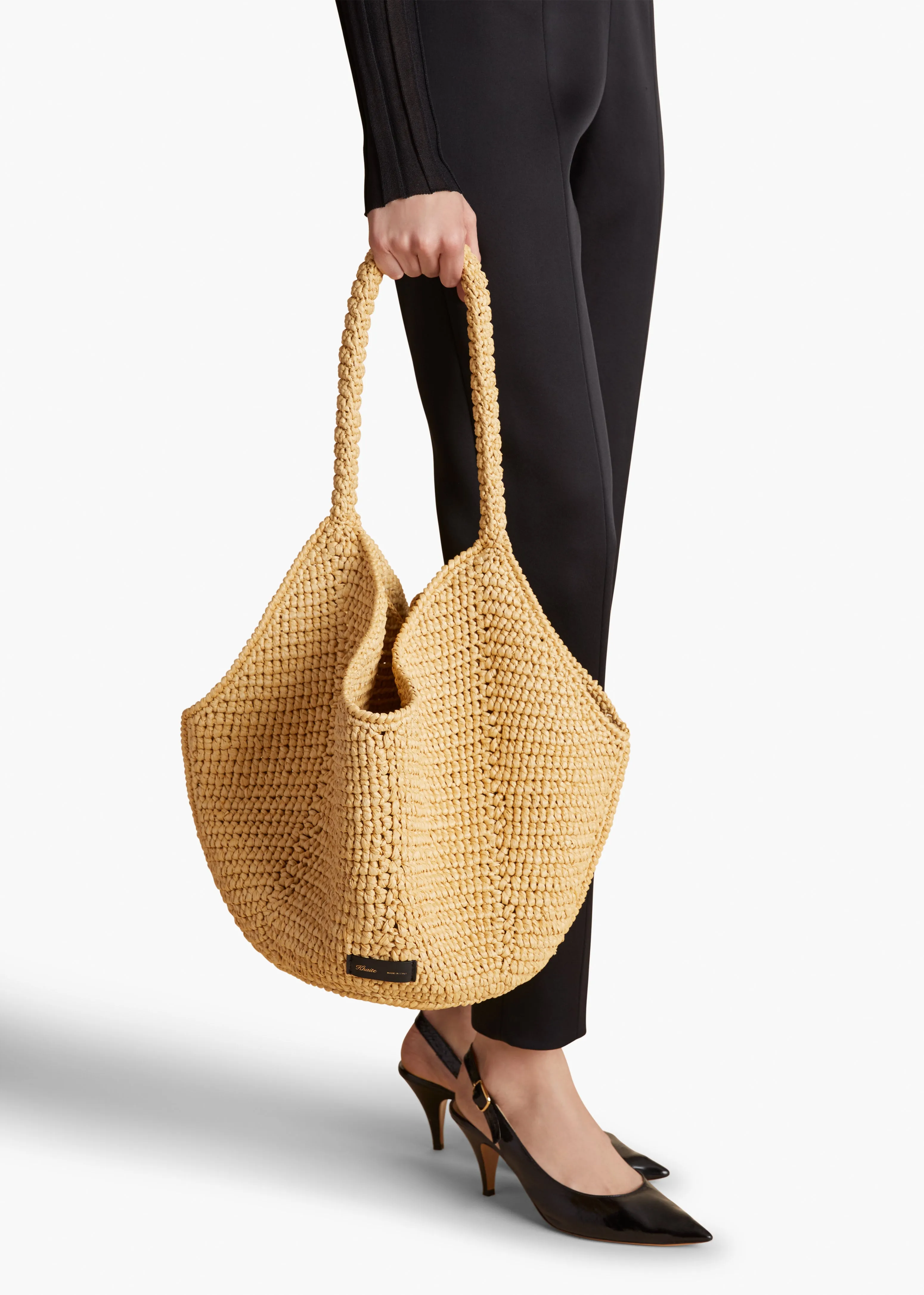 Medium Lotus Tote in Natural Raffia sold by KHAITE product image thumbnail 5