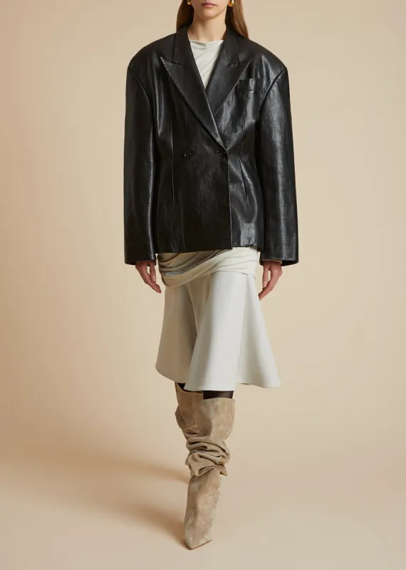 The Connie Blazer in Black Leather sold by KHAITE