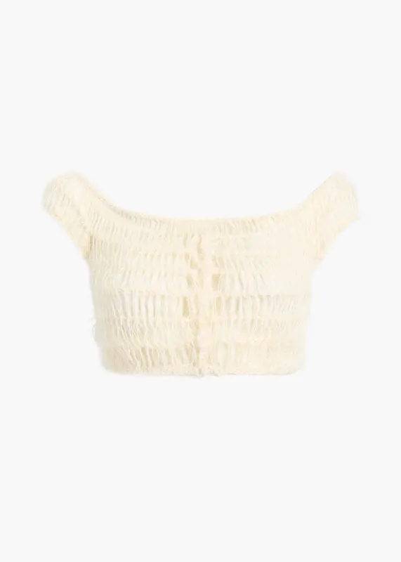 Lino Top in Cream made by KHAITE