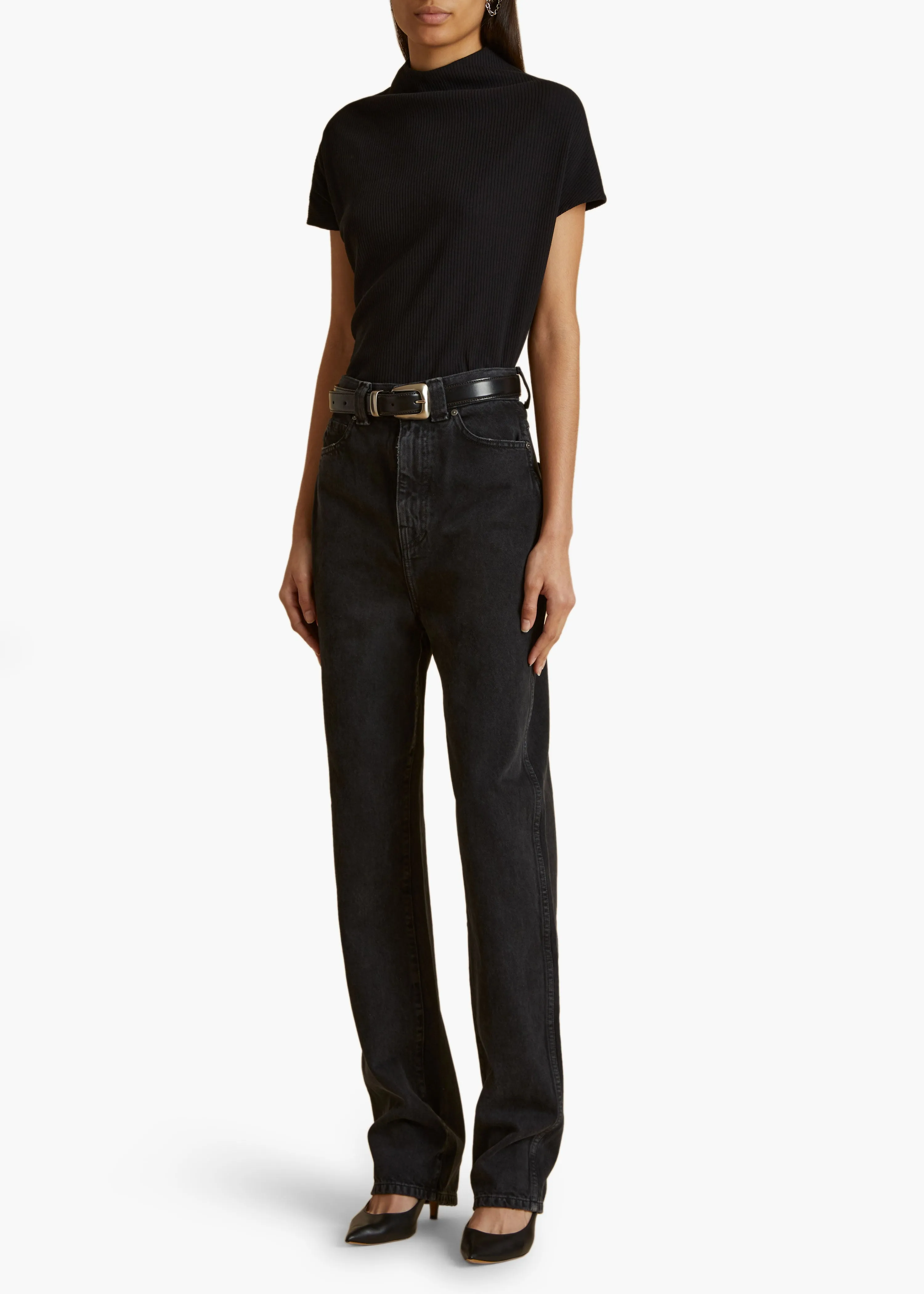 Benny Belt in Black Leather with Silver sold by KHAITE product image thumbnail 2