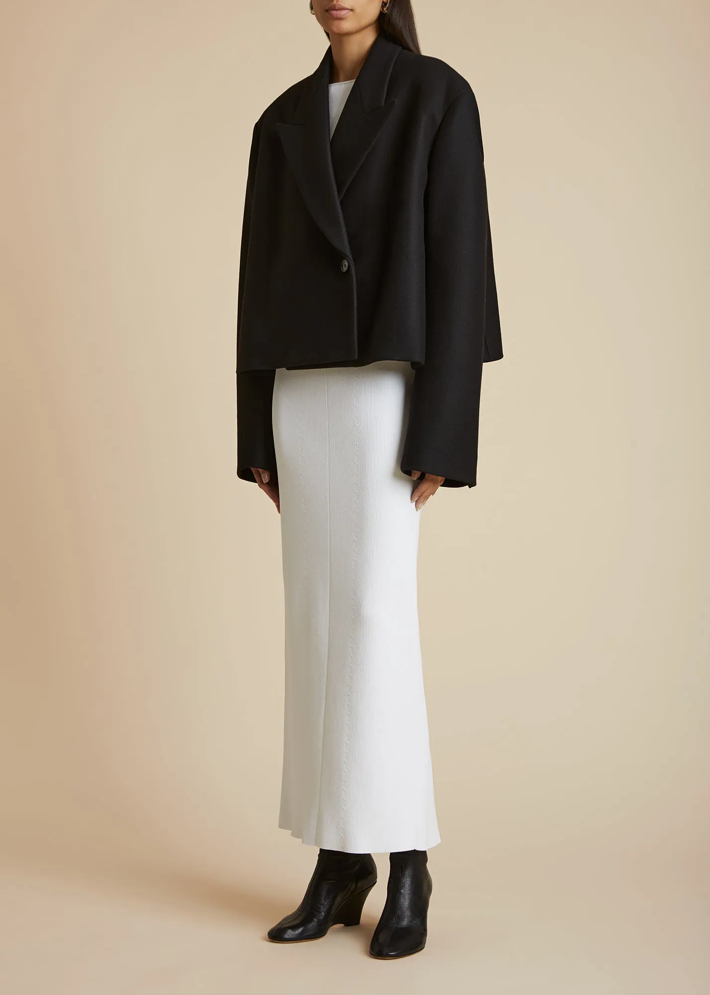 The Raymond Jacket in Black Wool sold by KHAITE