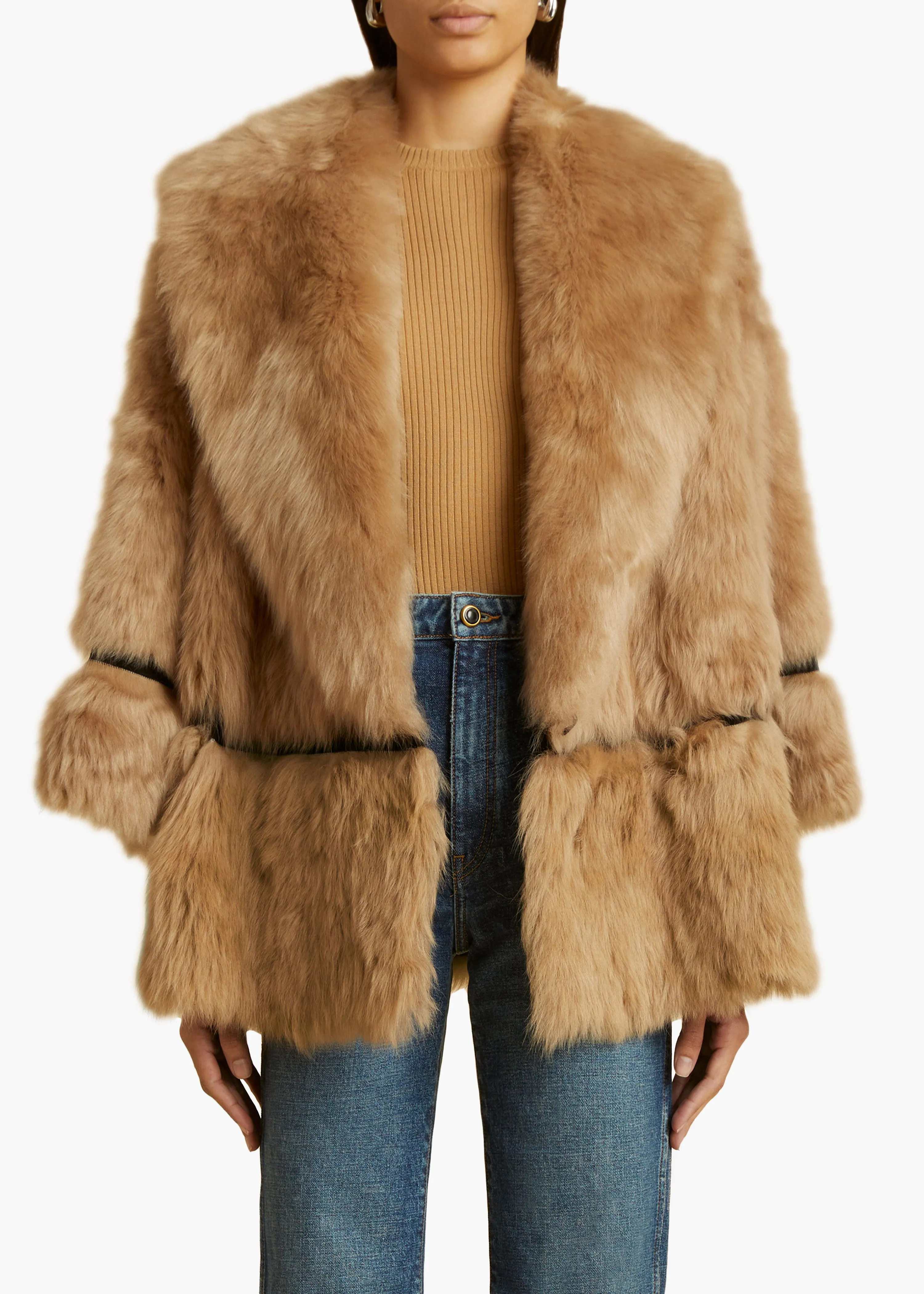 Adelaide Shearling Jacket in Natural sold by KHAITE product image thumbnail 3