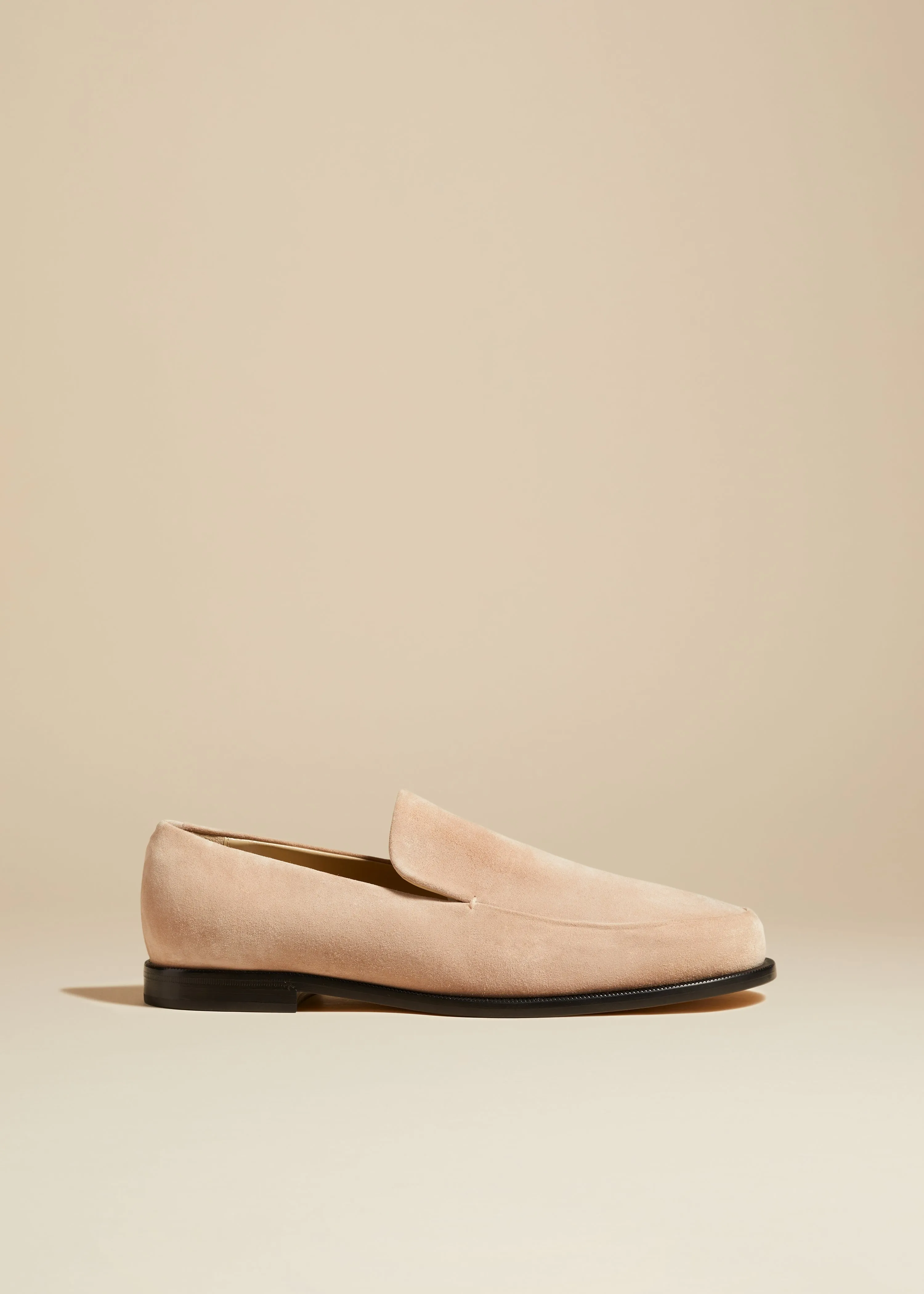 The Alessio Loafer in Blush Suede sold by KHAITE