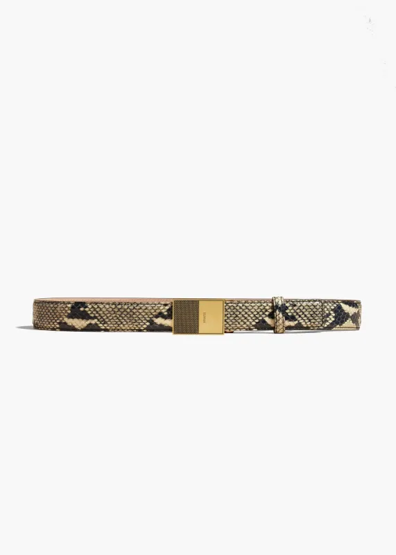 Elio Belt in Natural Python-Embossed Leather with Antique Gold sold by KHAITE
