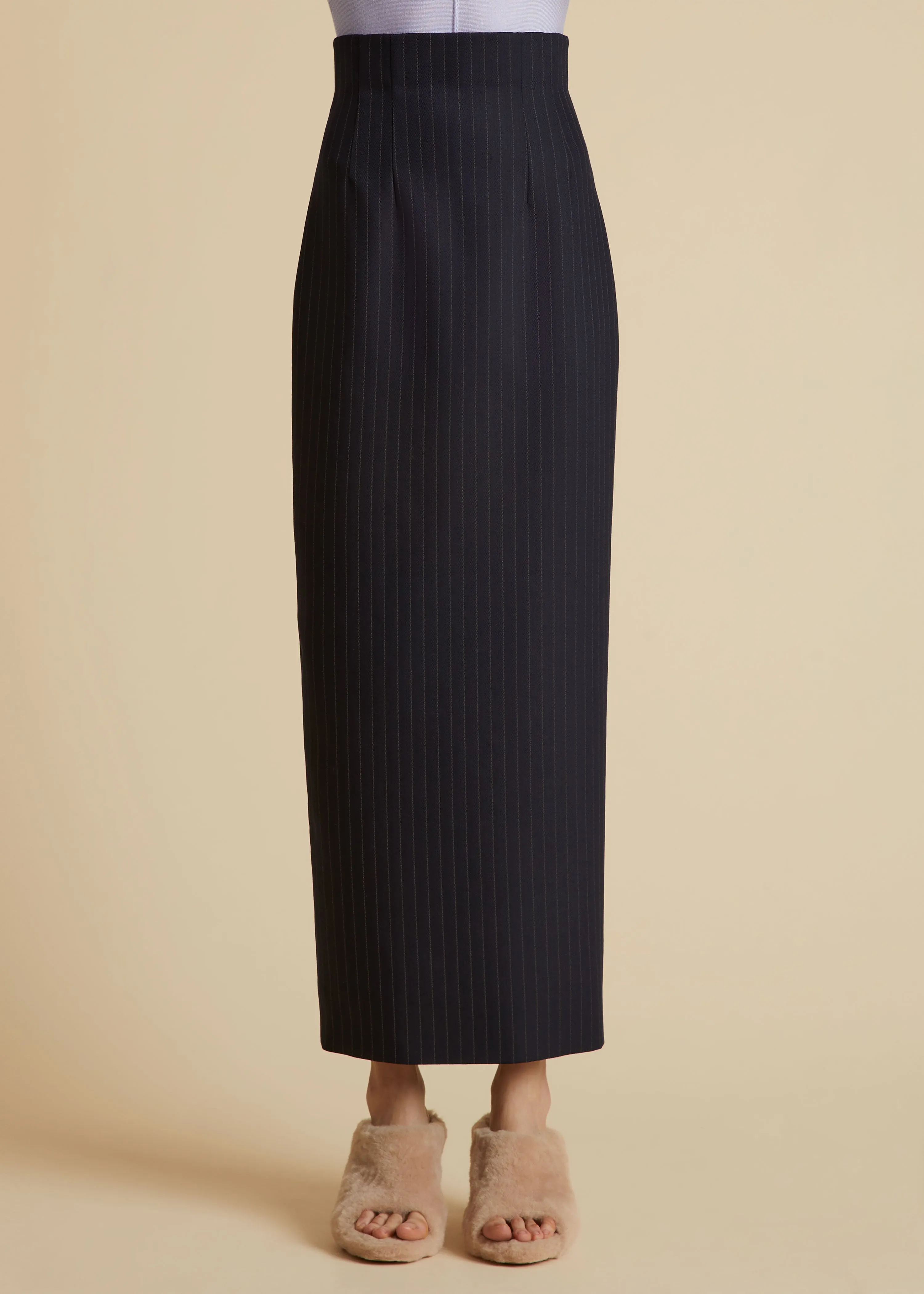 Loxley Skirt in Navy and White Stripe sold by KHAITE product image thumbnail 2