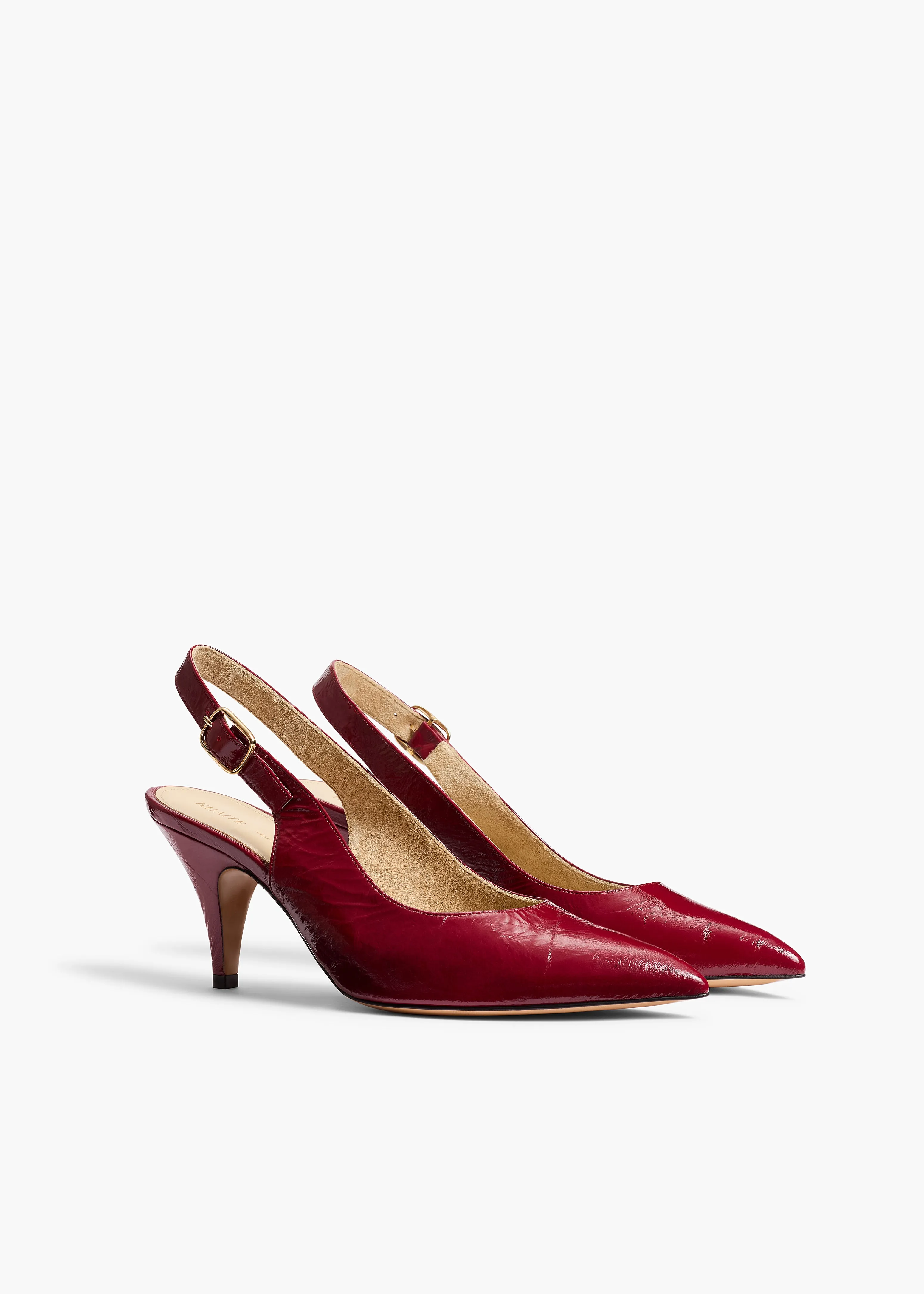 River Slingback Pump in Oxblood Crinkled Leather sold by KHAITE product image thumbnail 2