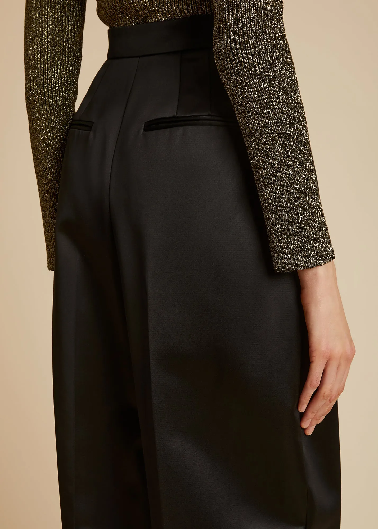 The Ashford Pant in Black Satin sold by KHAITE product image thumbnail 5