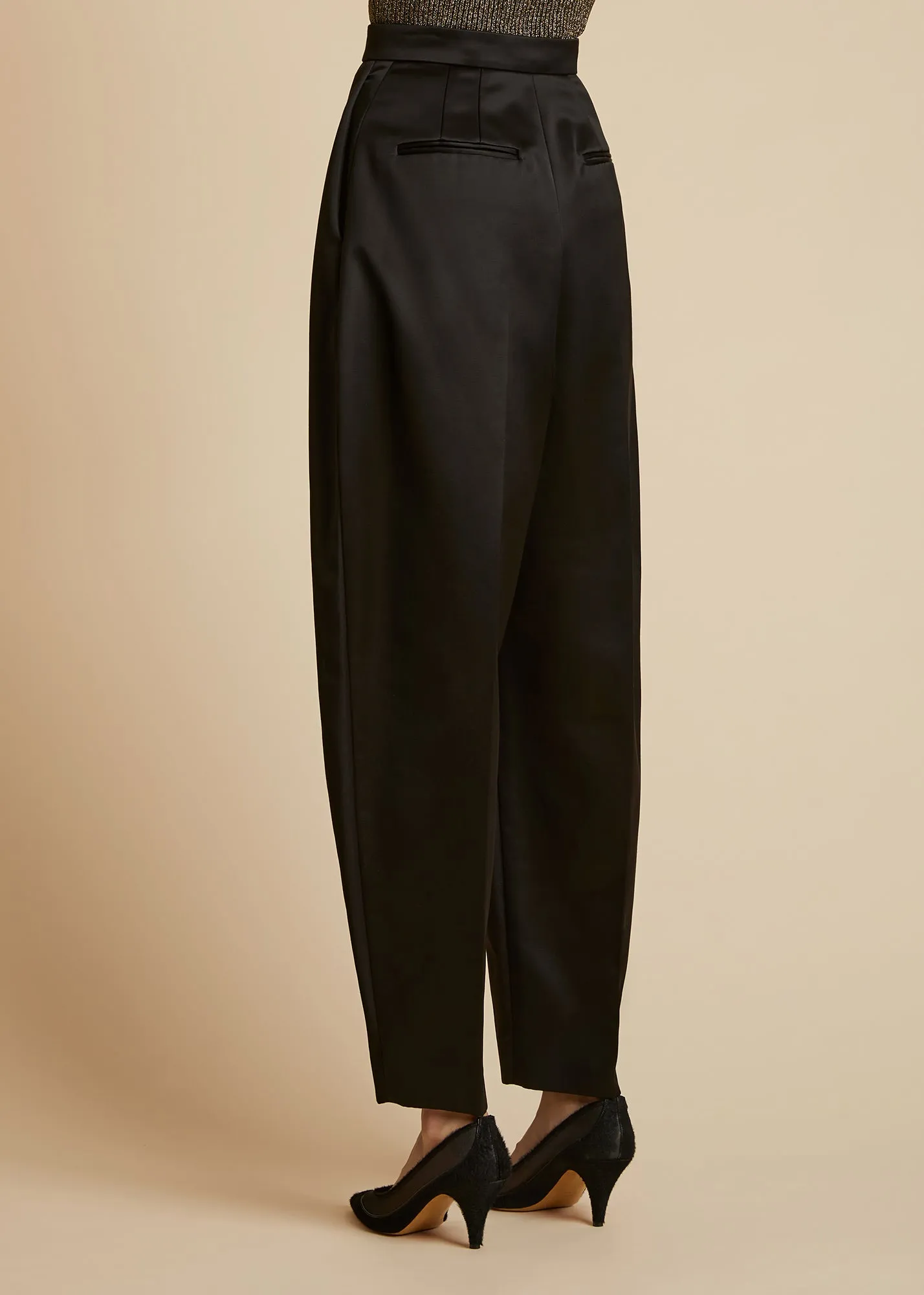 The Ashford Pant in Black Satin sold by KHAITE product image thumbnail 3