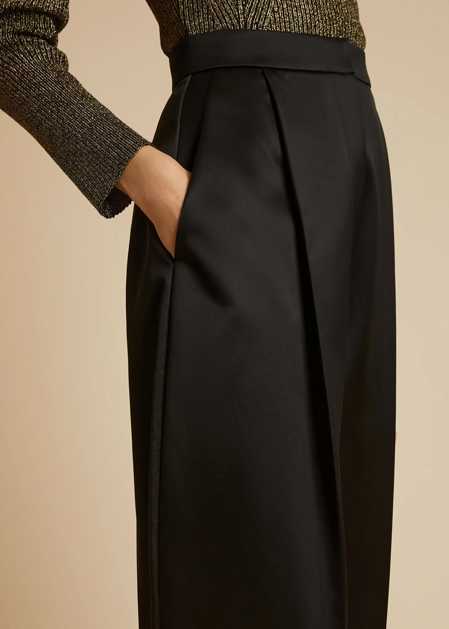 The Ashford Pant in Black Satin sold by KHAITE product image thumbnail 4