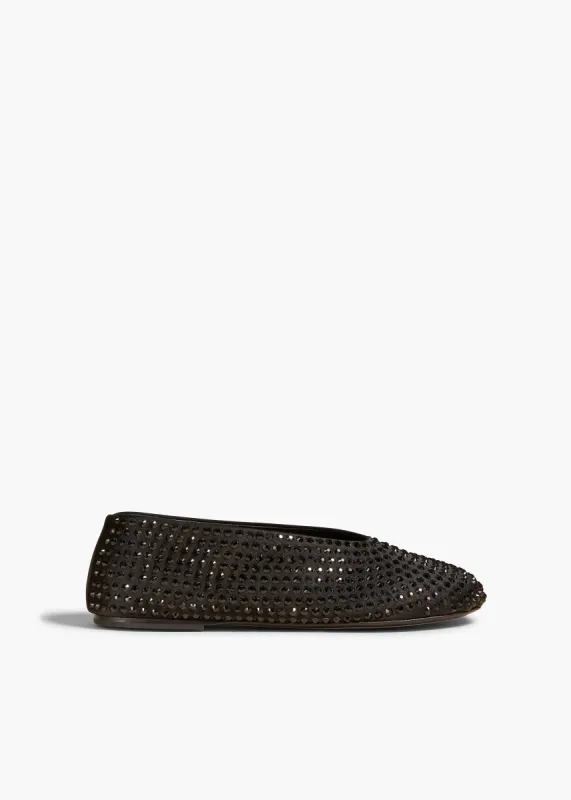 Marcy Flat in Black with Black Crystals sold by KHAITE