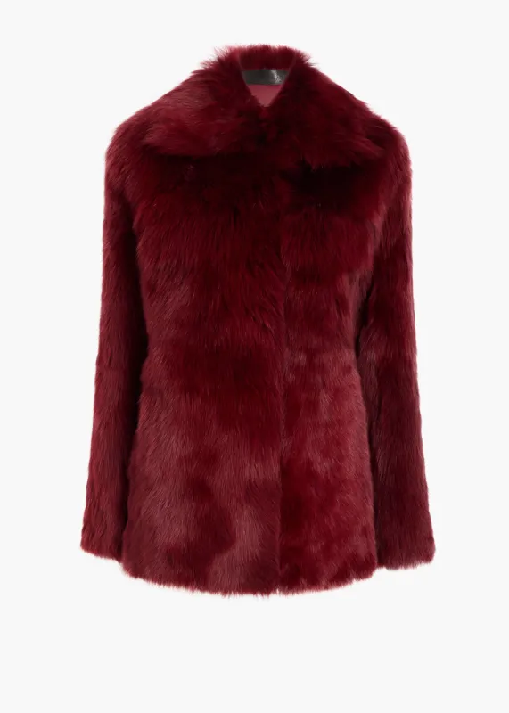 Iana Jacket in Oxblood Shearling sold by KHAITE