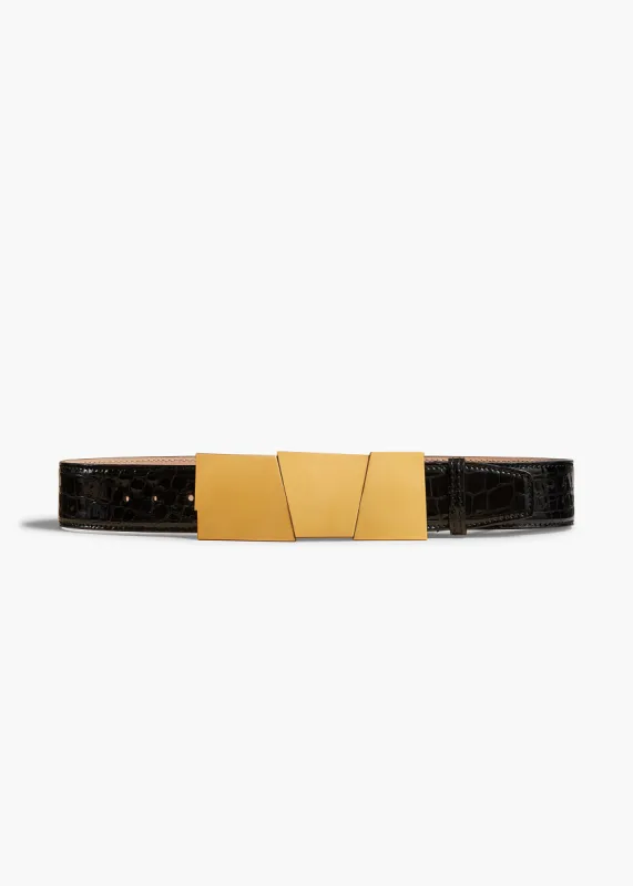 Medium Axel Belt in Croc-Embossed Leather with Gold sold by KHAITE