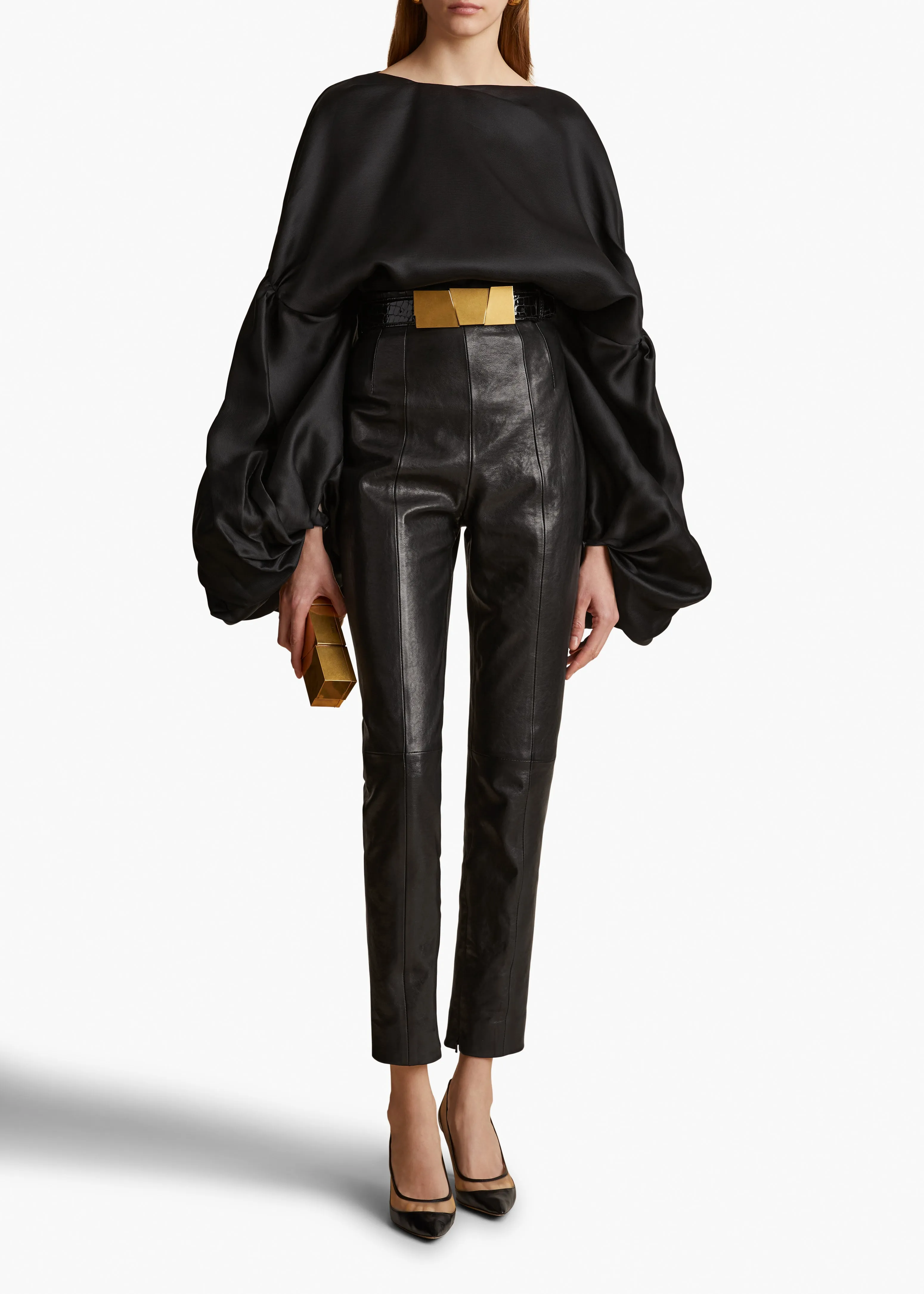 Medium Axel Belt in Croc-Embossed Leather with Gold sold by KHAITE product image thumbnail 3