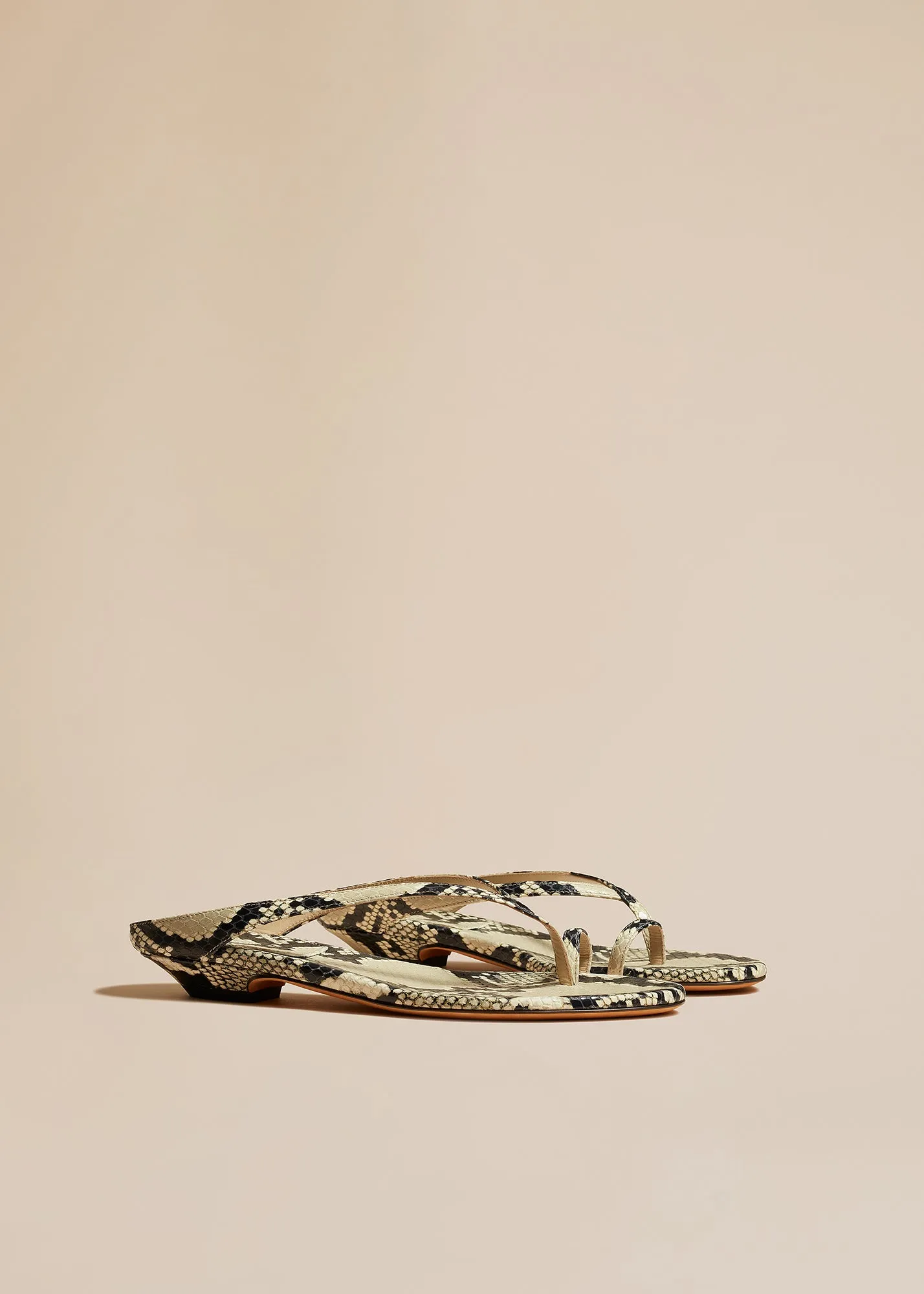 Marion Flat Sandal in Natural Python-Embossed Leather sold by KHAITE product image thumbnail 2