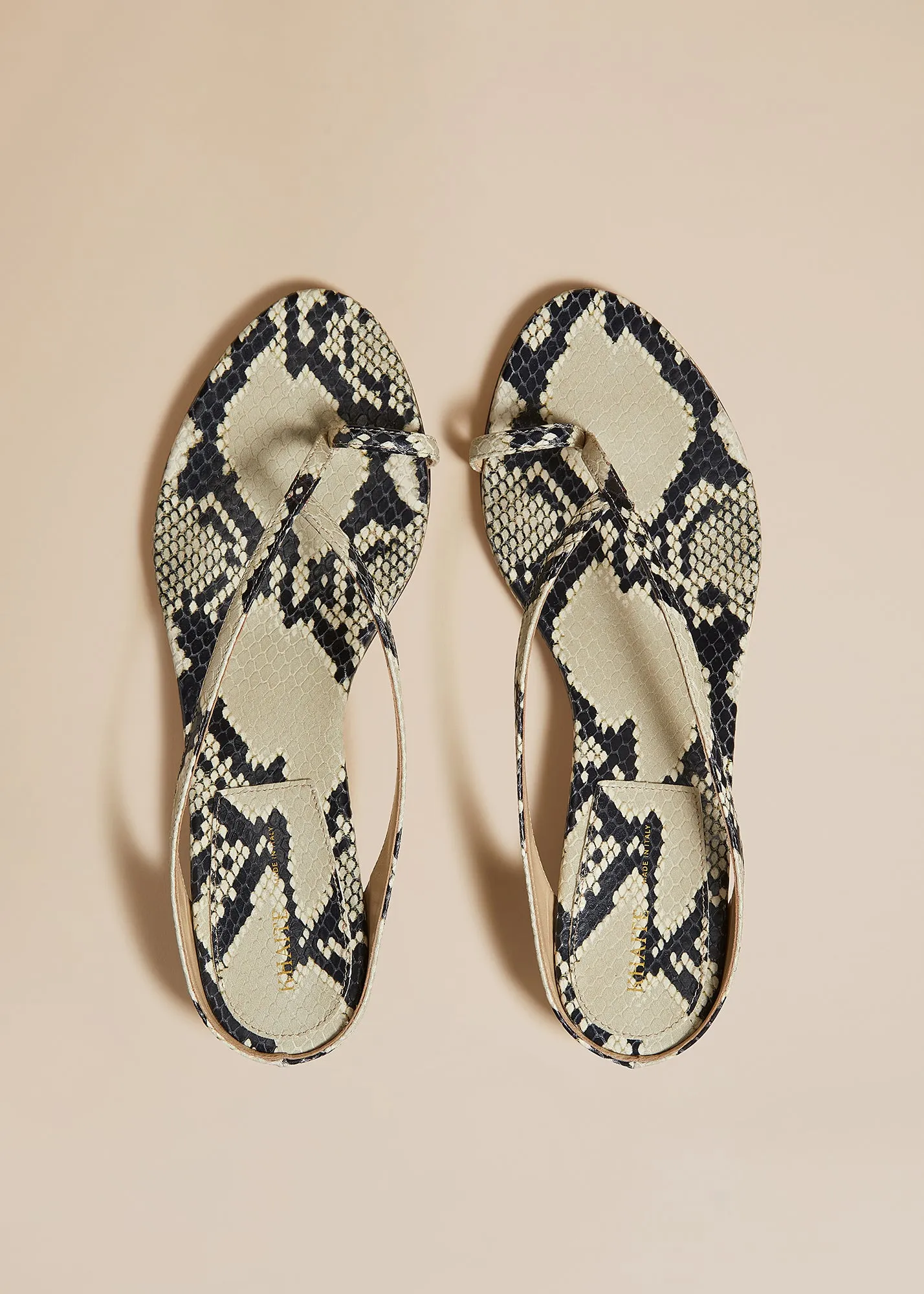 Marion Flat Sandal in Natural Python-Embossed Leather sold by KHAITE product image thumbnail 3