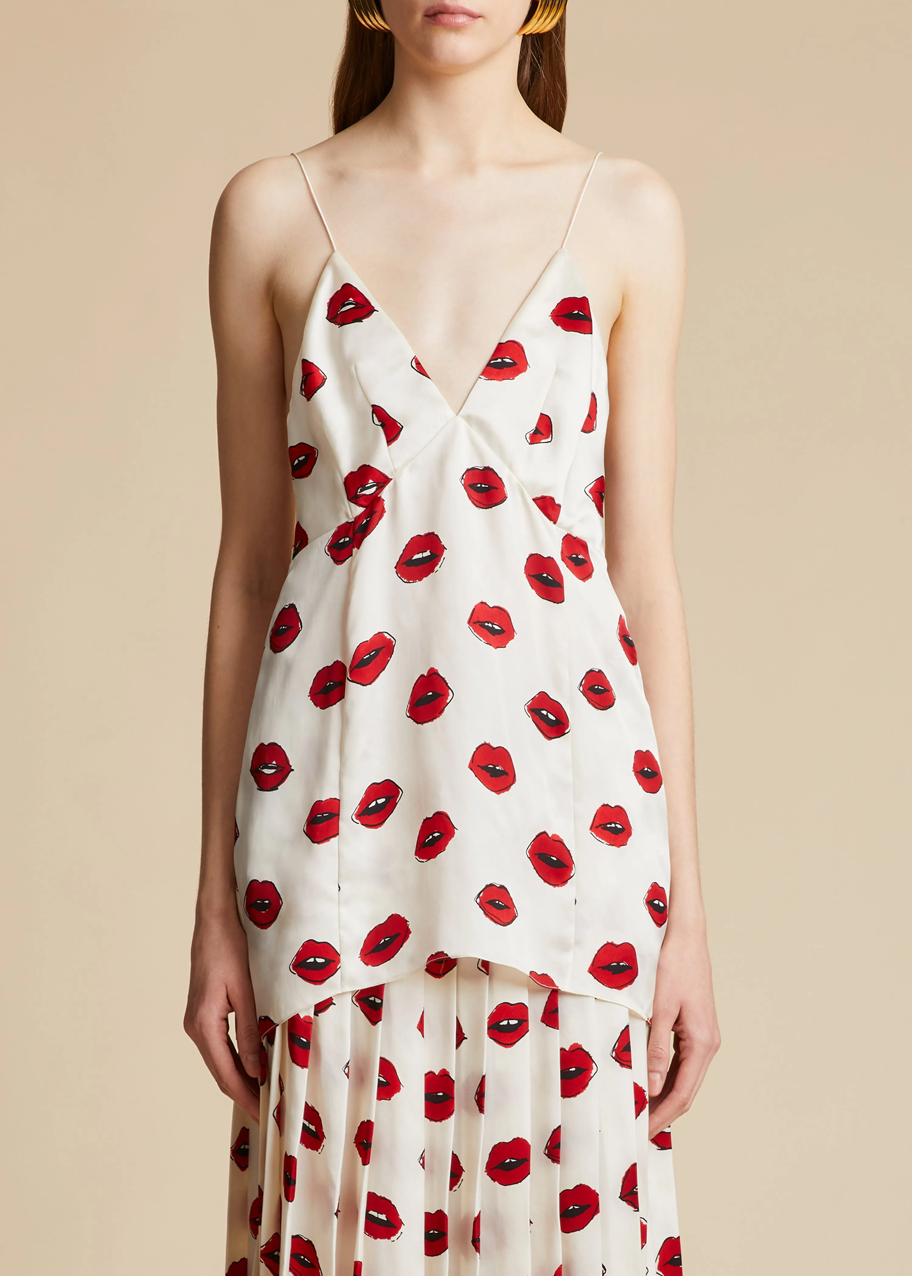 The Grisella Top in Cream with Red Lip Print sold by KHAITE product image thumbnail 2