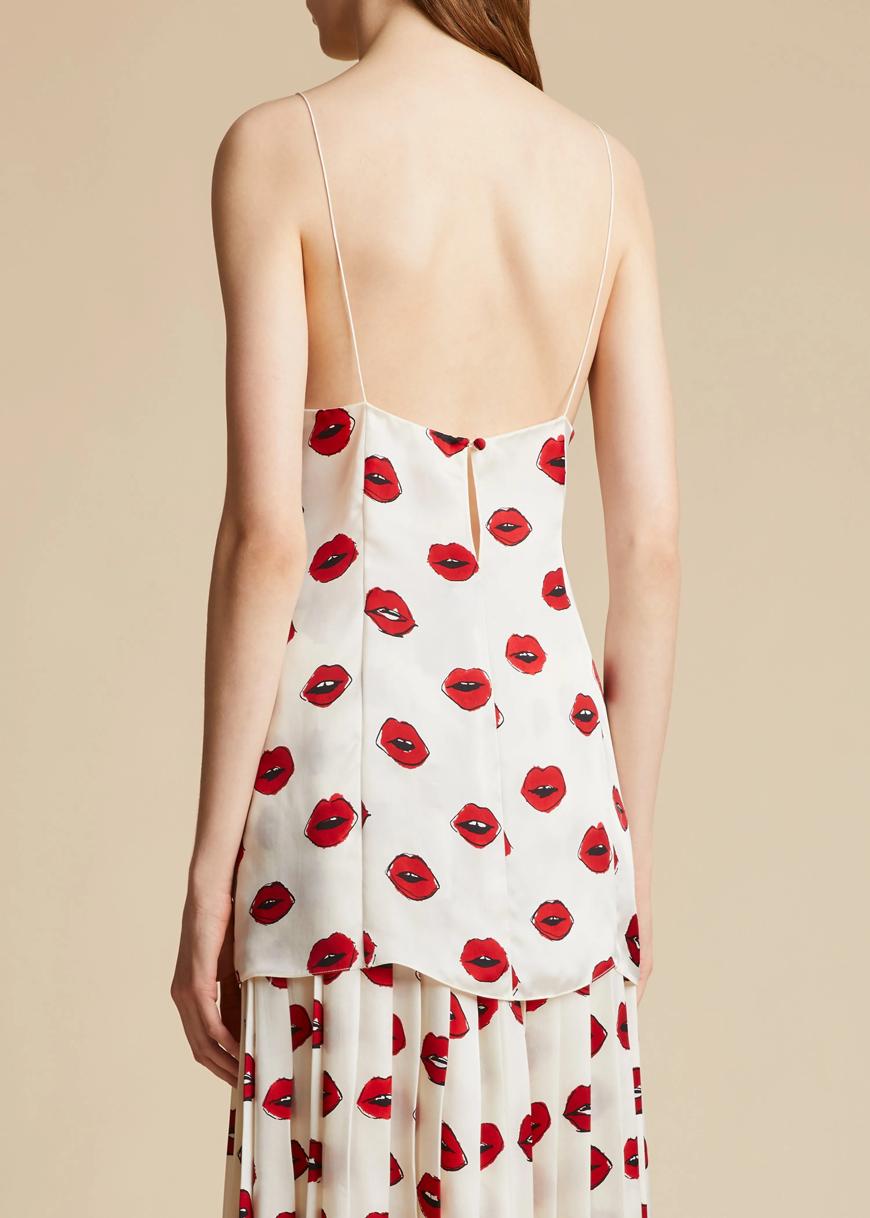 The Grisella Top in Cream with Red Lip Print sold by KHAITE product image thumbnail 3