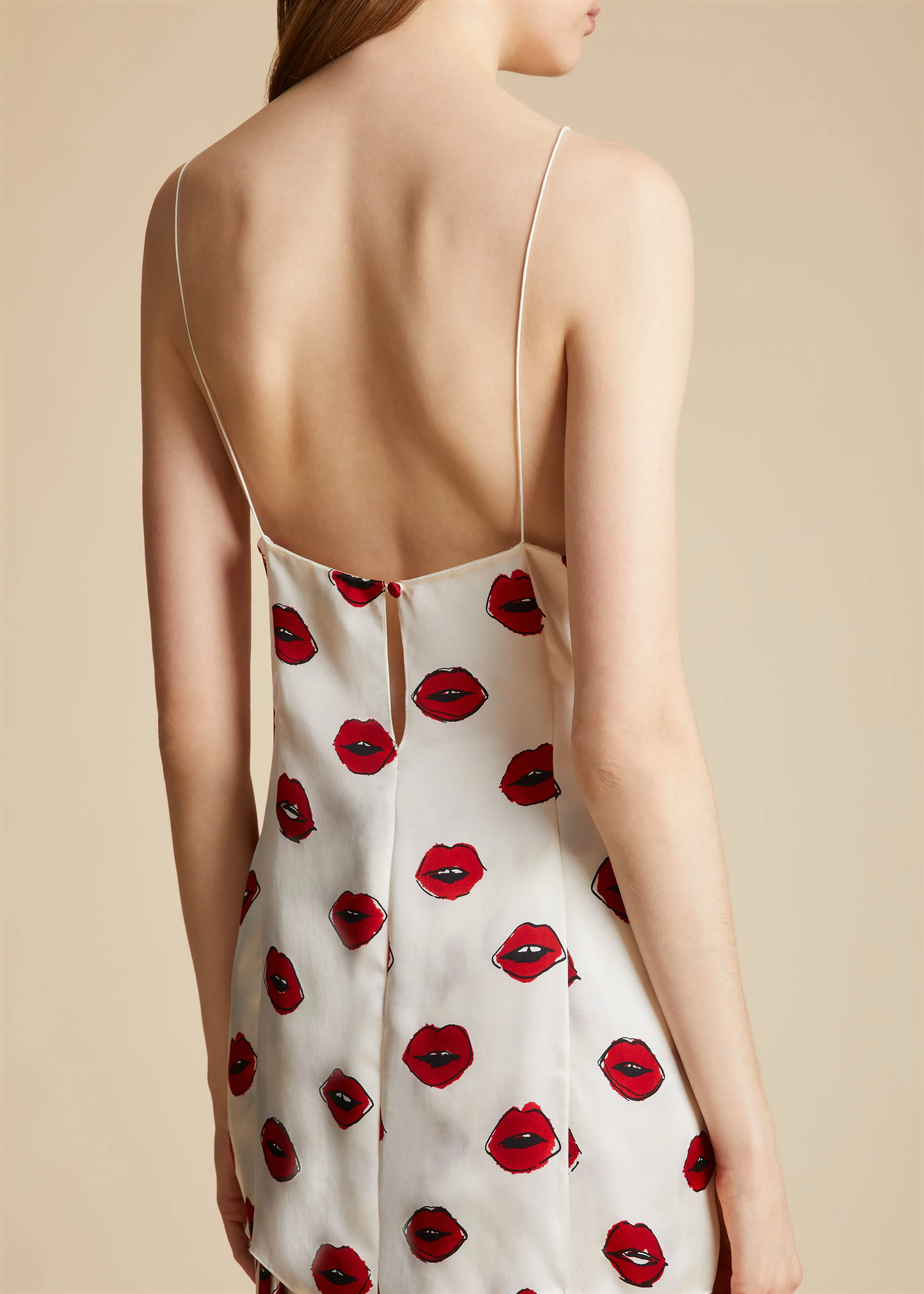 The Grisella Top in Cream with Red Lip Print sold by KHAITE product image thumbnail 4