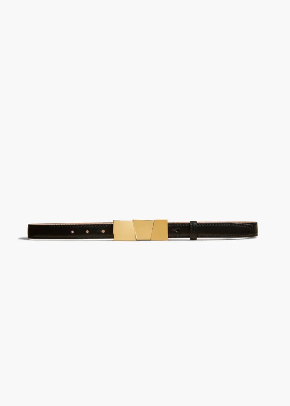Small Axel Belt in Black Leather with Gold sold by KHAITE