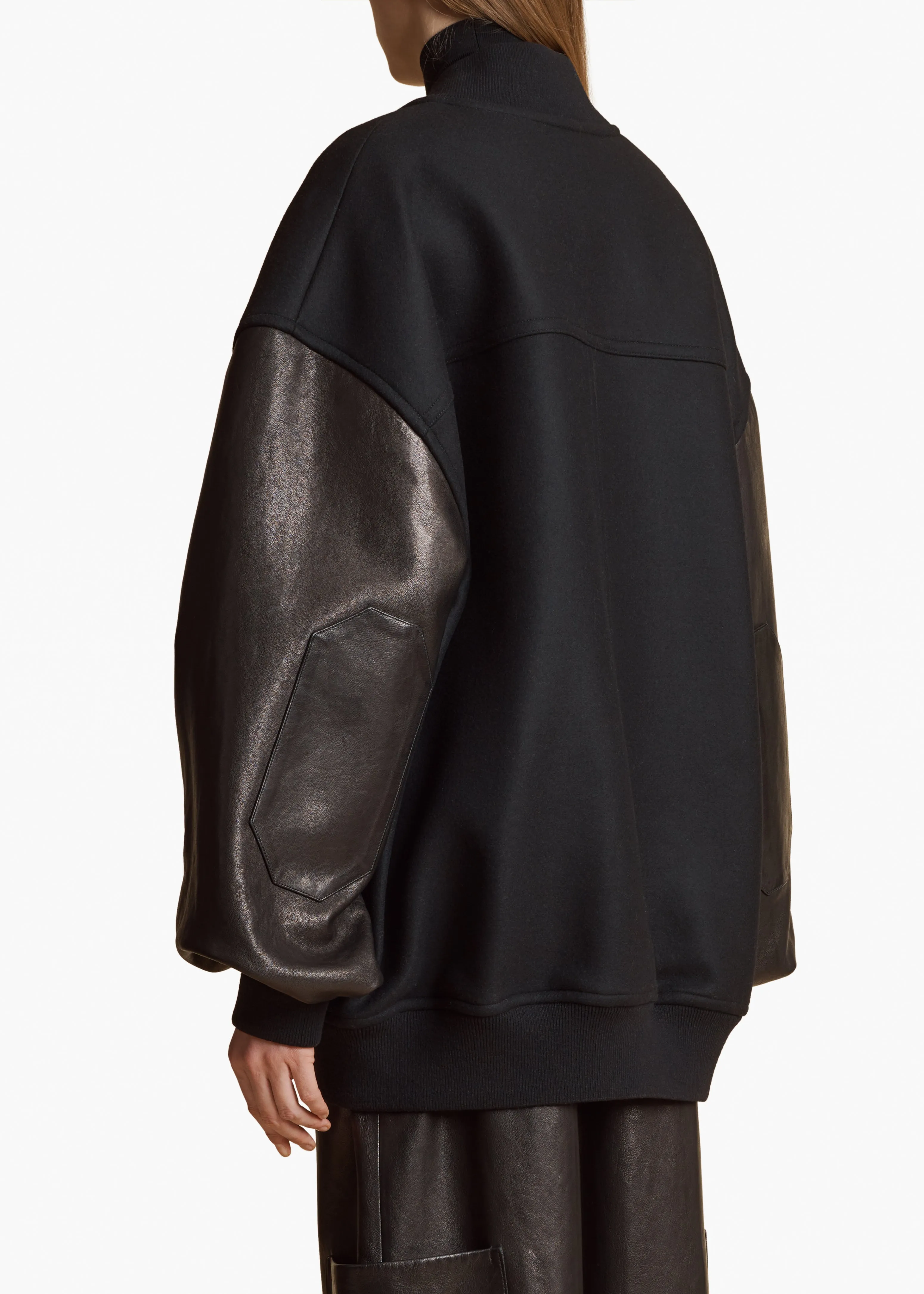 Spencer Jacket in Black Leather Combo sold by KHAITE product image thumbnail 4
