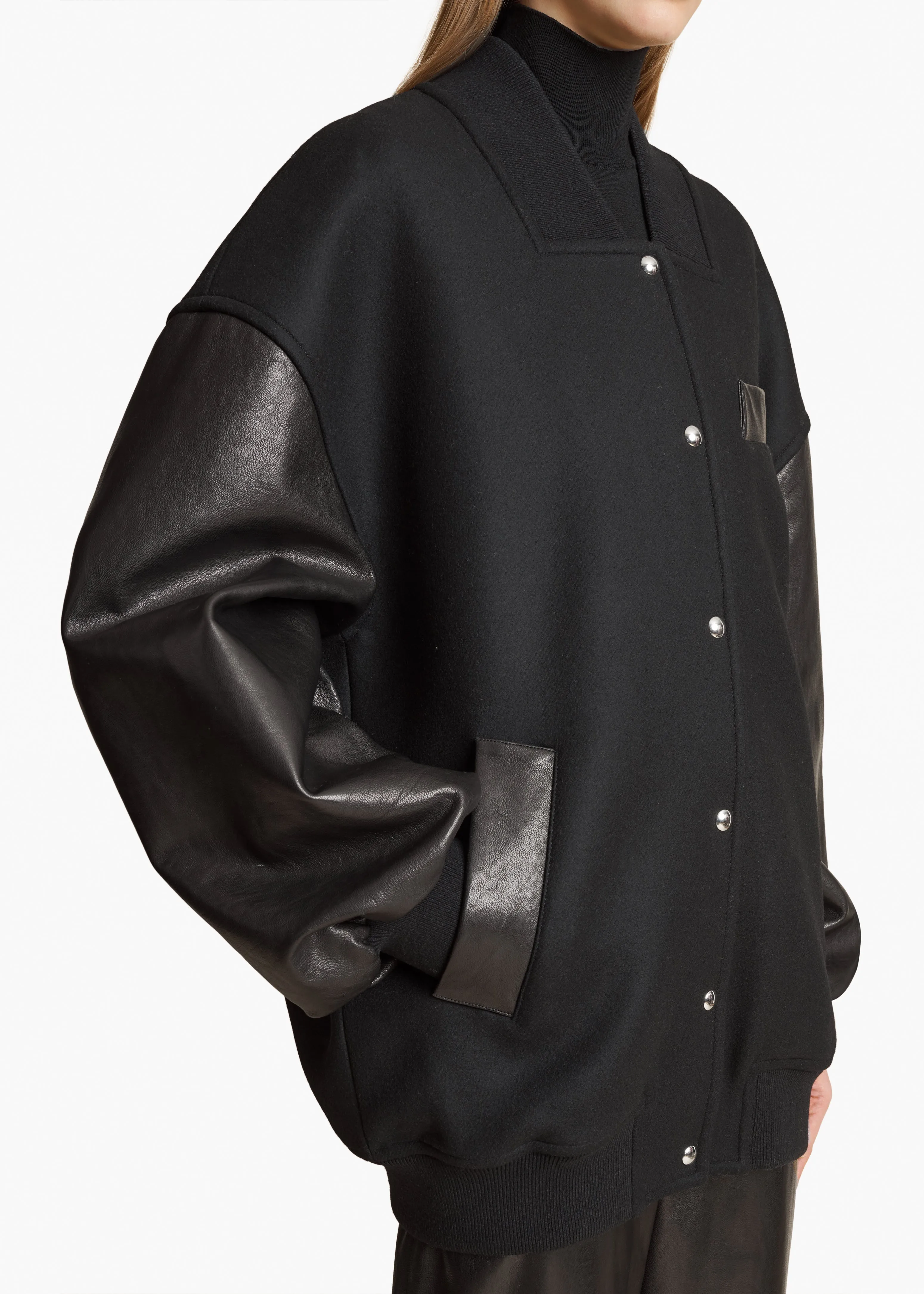 Spencer Jacket in Black Leather Combo sold by KHAITE product image thumbnail 5