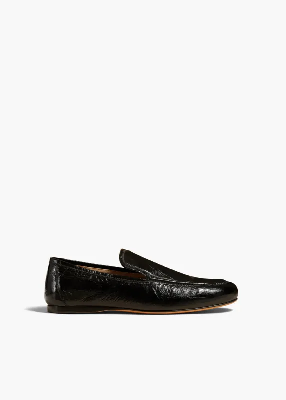 Alessia Loafer in Black Crinkled Leather sold by KHAITE