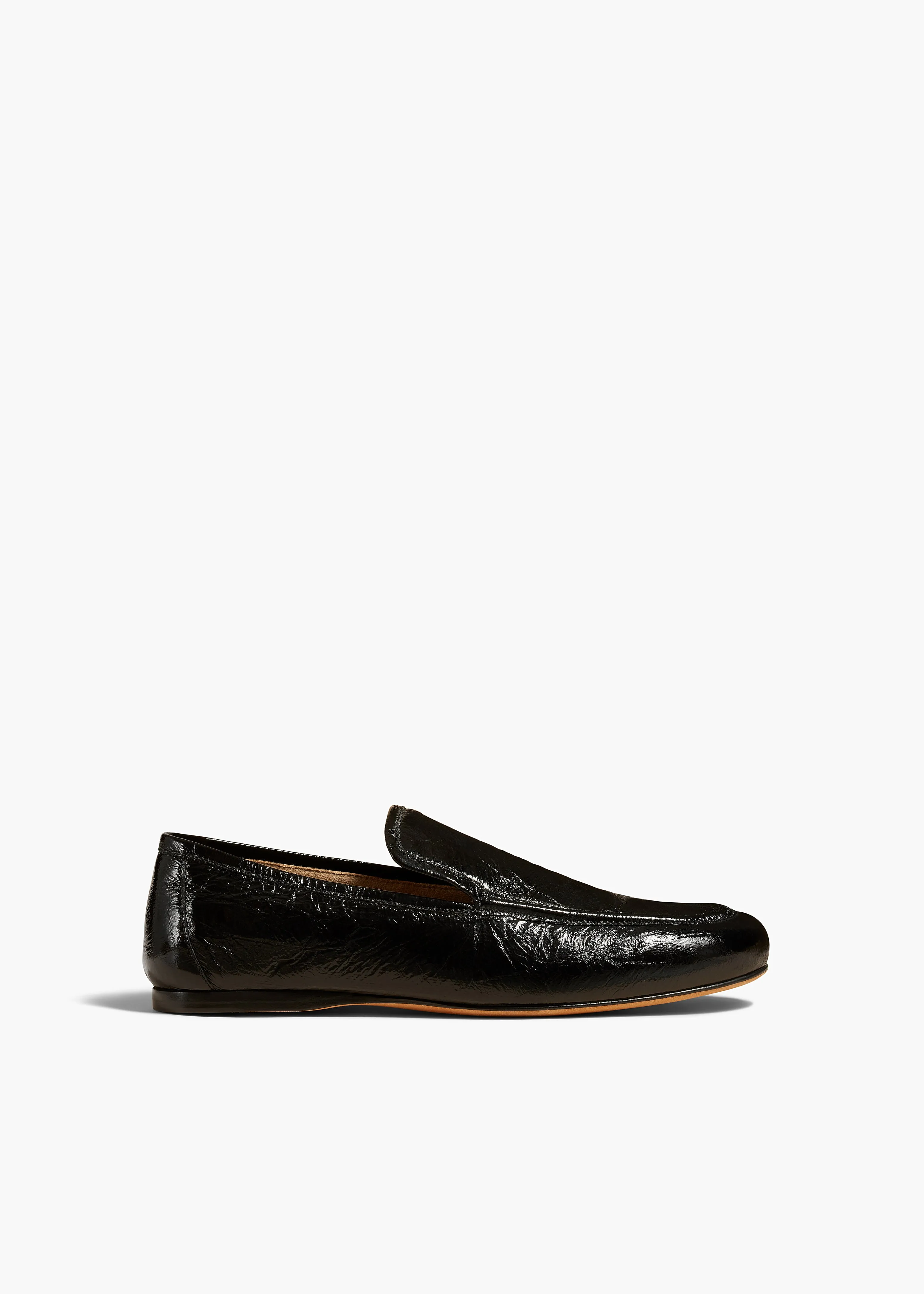 Alessia Loafer in Black Crinkled Leather sold by KHAITE