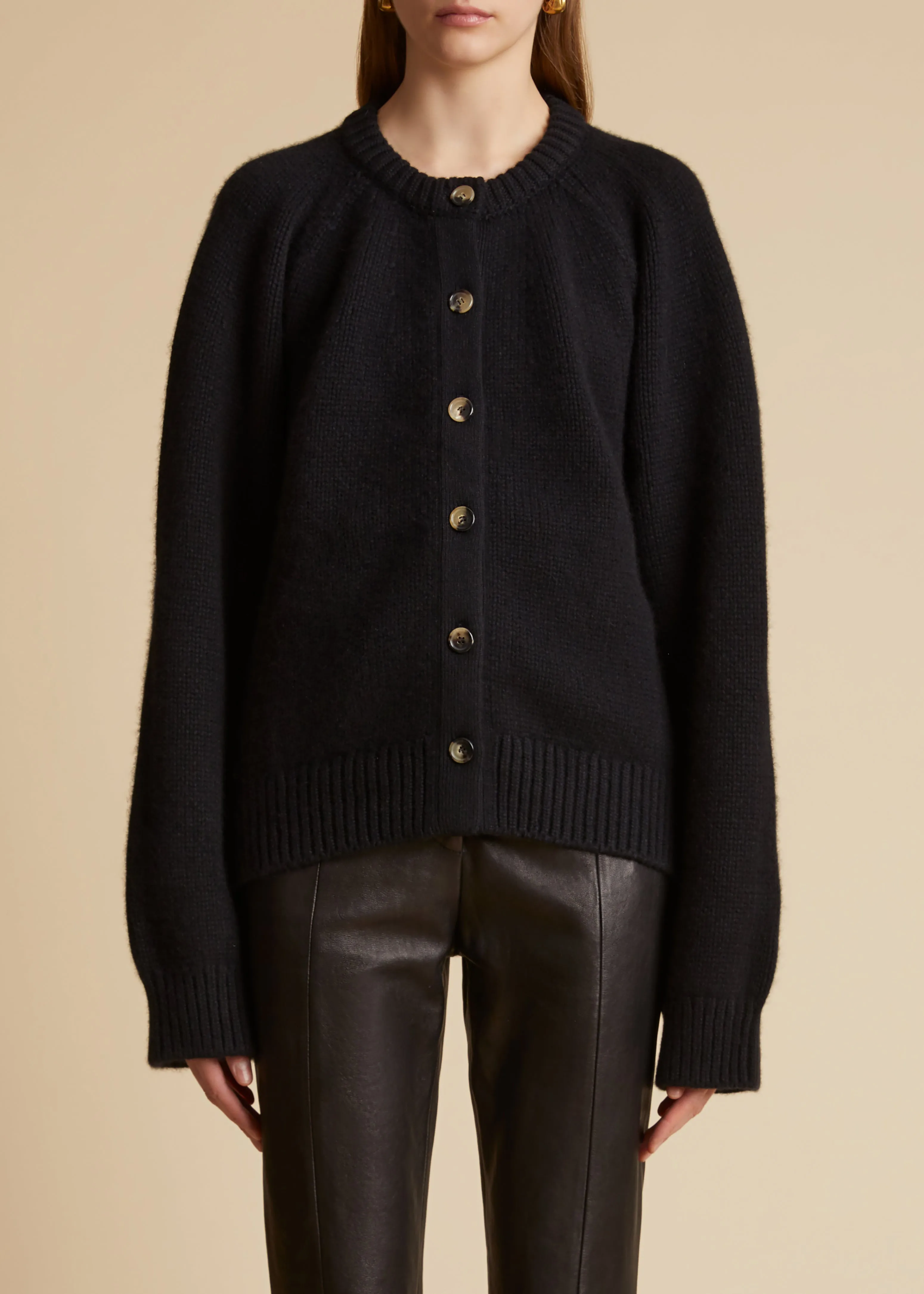 The Emili Cardigan in Black sold by KHAITE