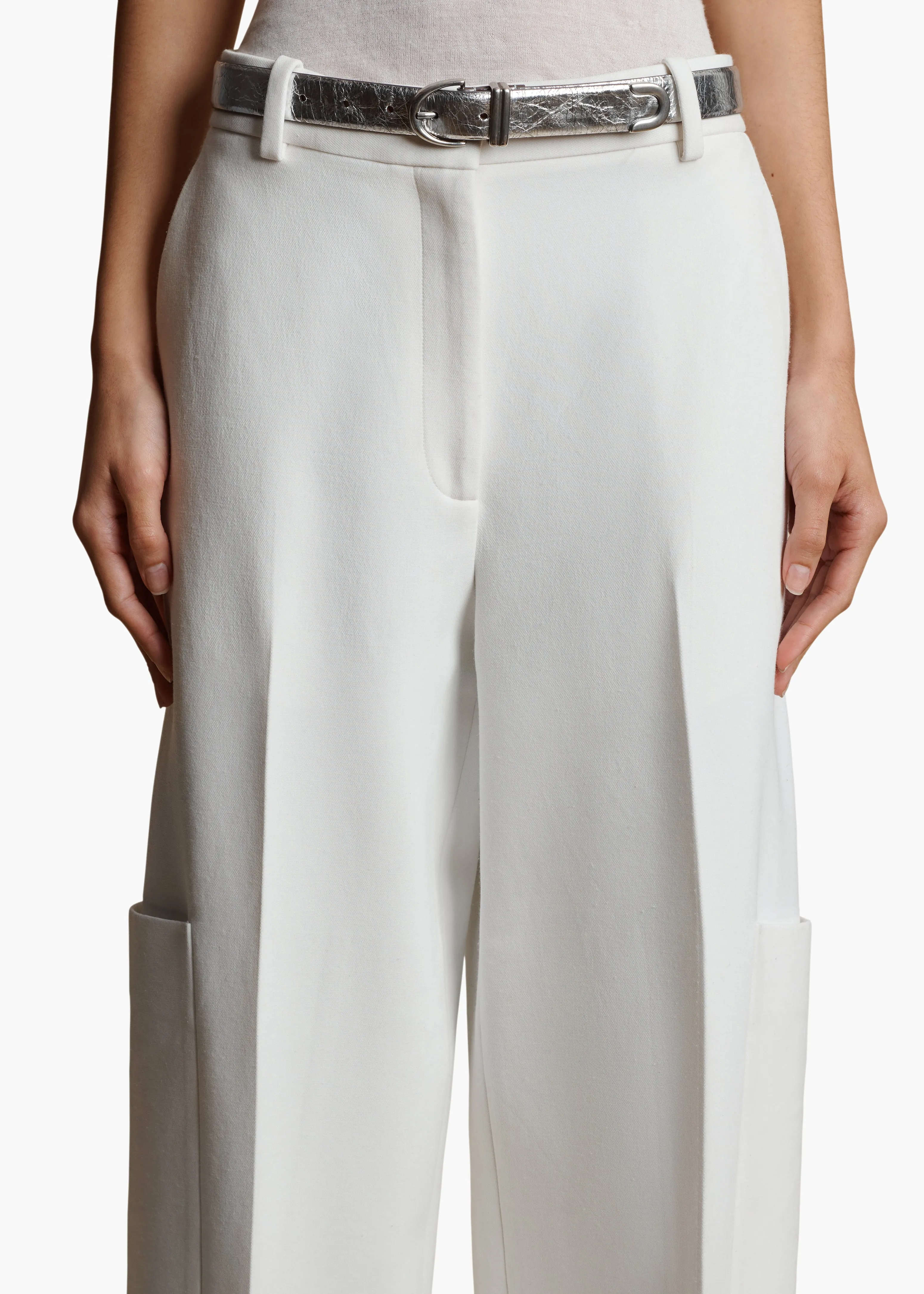 Bambi Belt in Silver Crinkled Leather with Antique Silver sold by KHAITE product image thumbnail 3