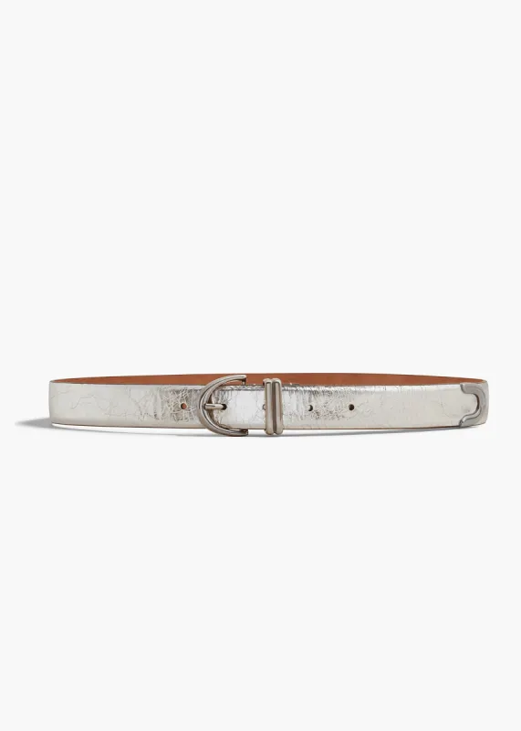 Bambi Belt in Silver Crinkled Leather with Antique Silver sold by KHAITE