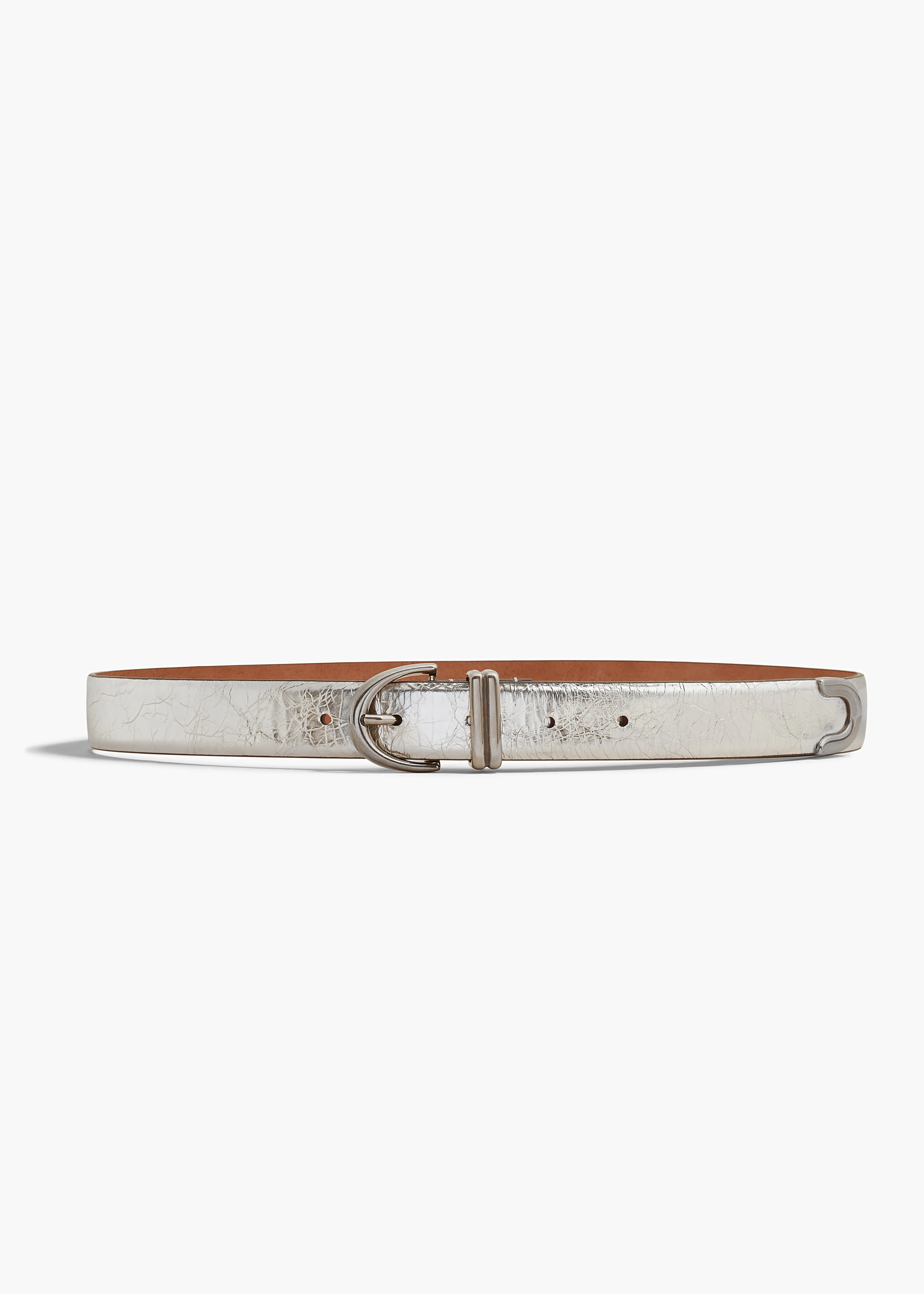 Bambi Belt in Silver Crinkled Leather with Antique Silver sold by KHAITE