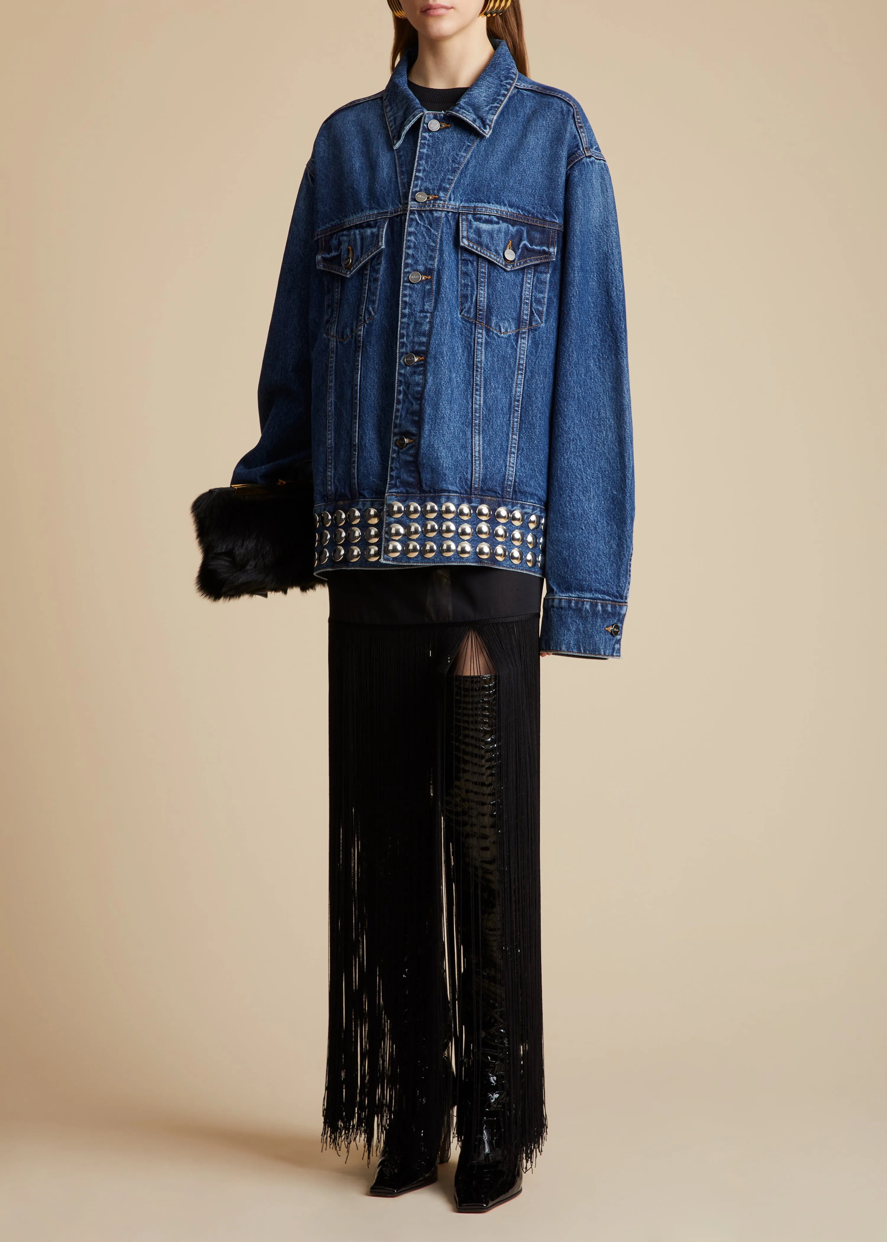 The Grizzo Jacket in Archer with Studs sold by KHAITE