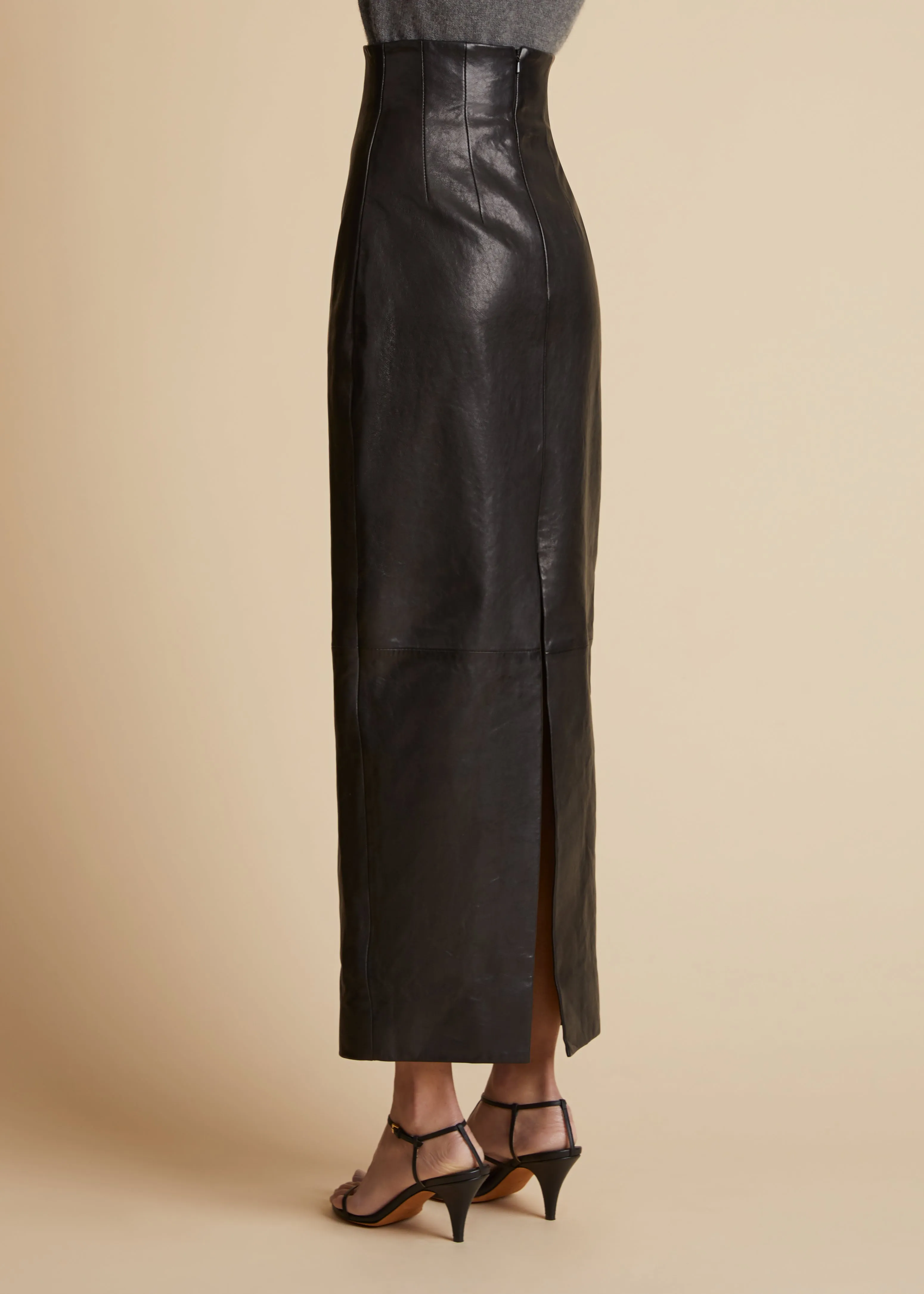 Loxley Skirt in Black Leather sold by KHAITE product image thumbnail 4