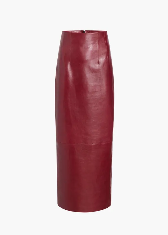 Loxley Skirt in Oxblood Leather sold by KHAITE
