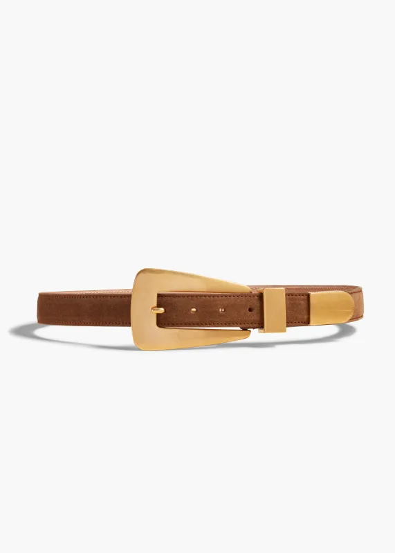 Lucca Belt in Mud Suede with Antique Gold sold by KHAITE