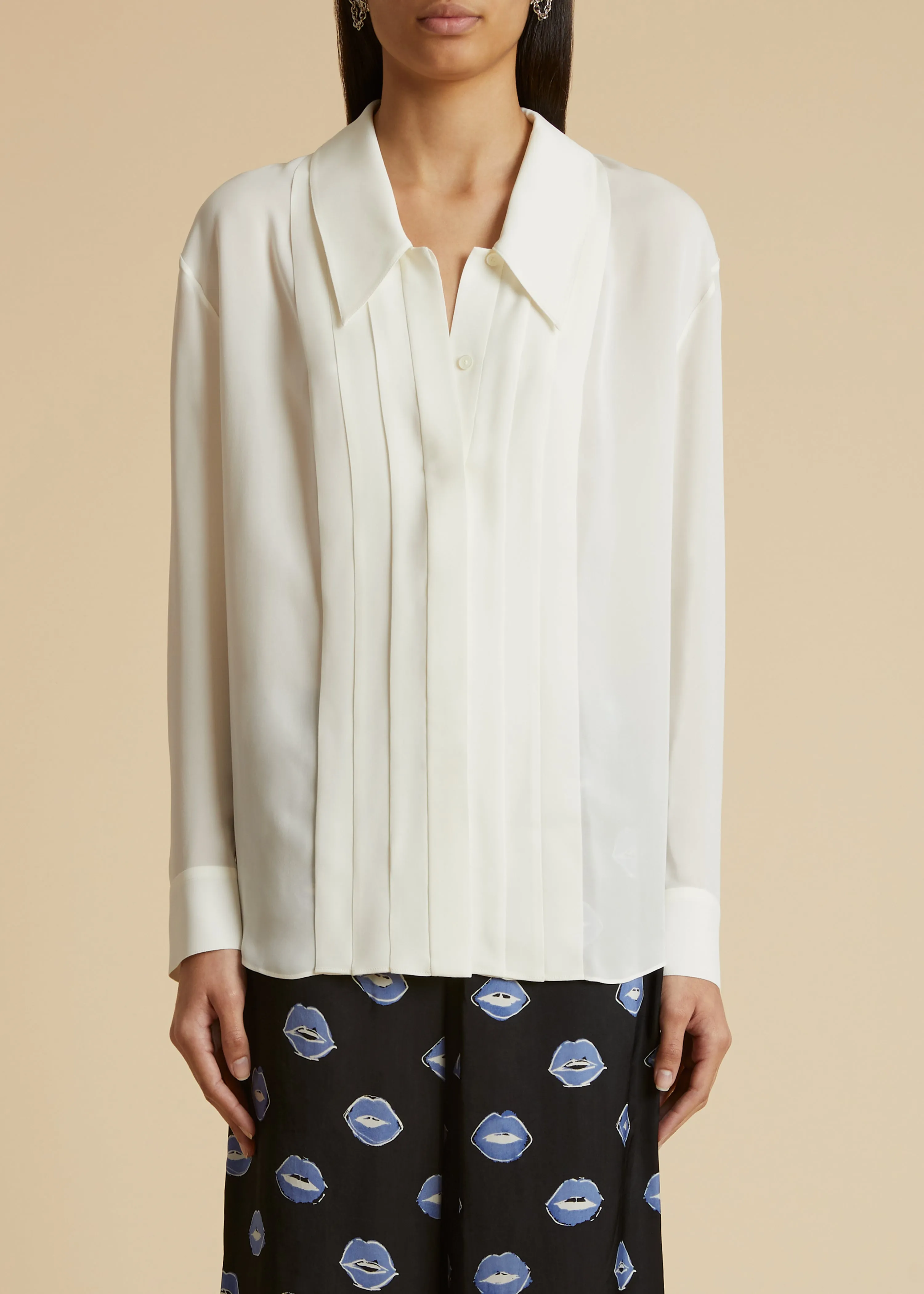 The Dorian Top in Cream sold by KHAITE product image thumbnail 2