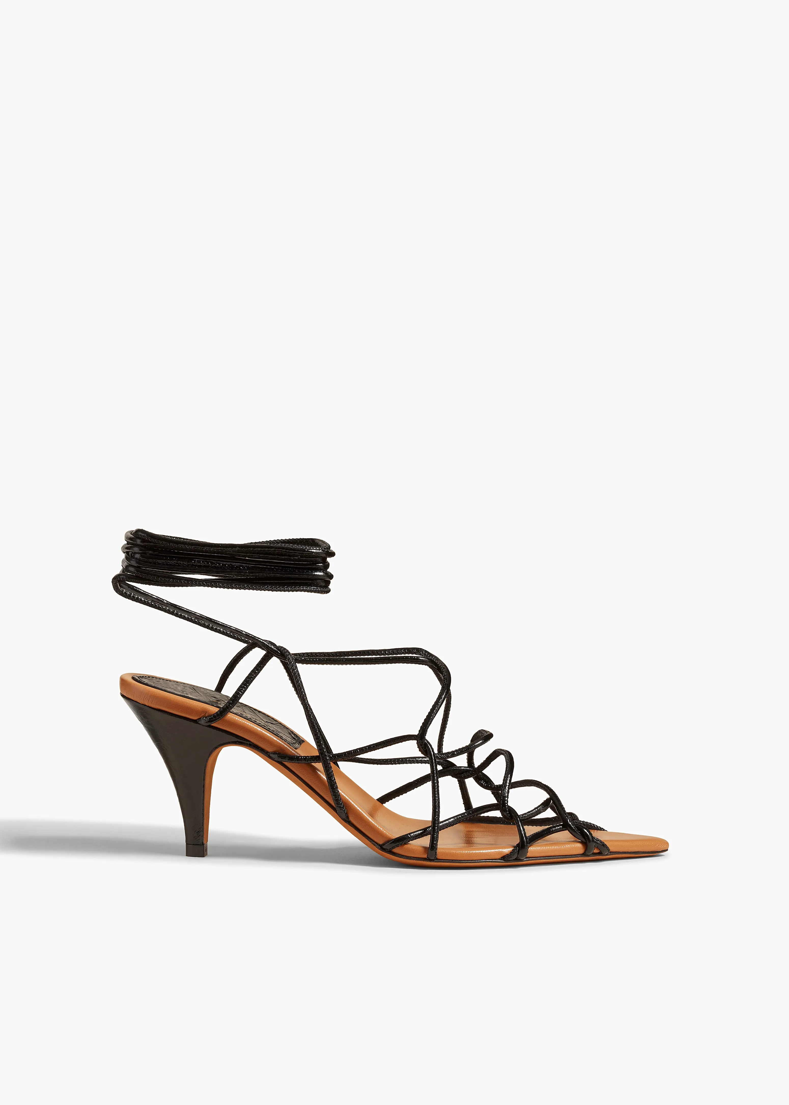 Arden High Heel in Black Crinkled Leather sold by KHAITE