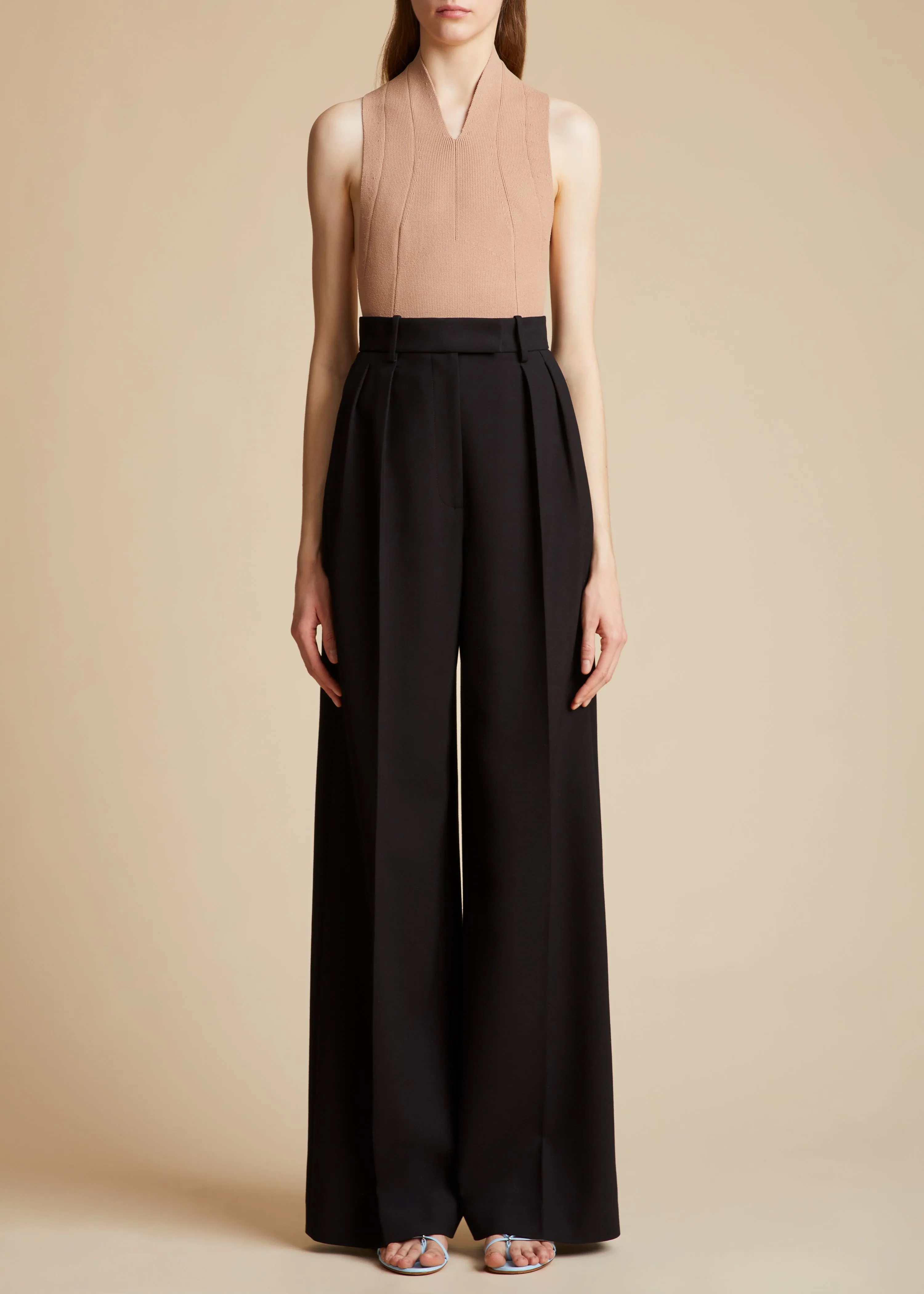 The Teyana Pant in Black Wool sold by KHAITE