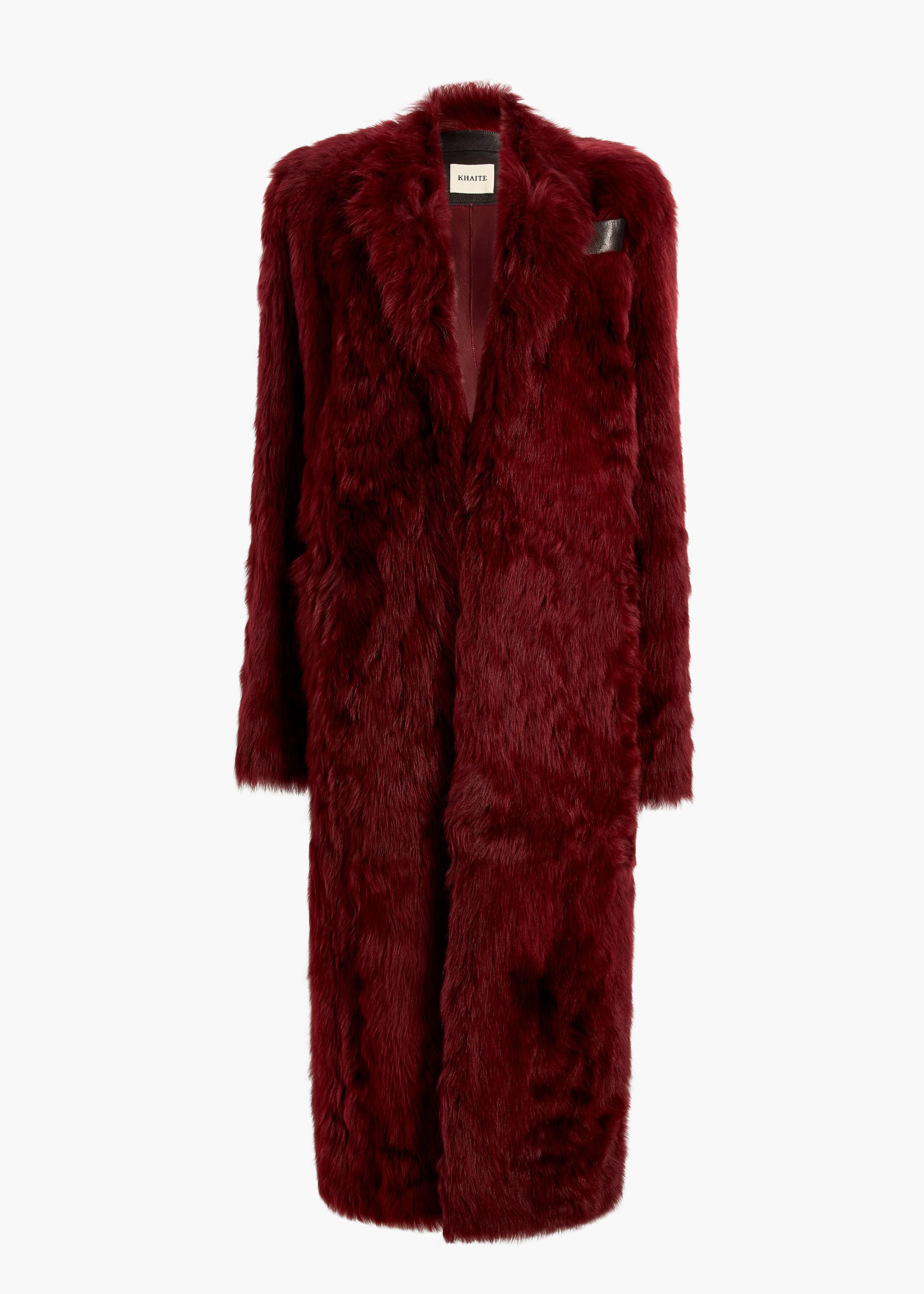 Lolo Coat in Oxblood Shearling sold by KHAITE