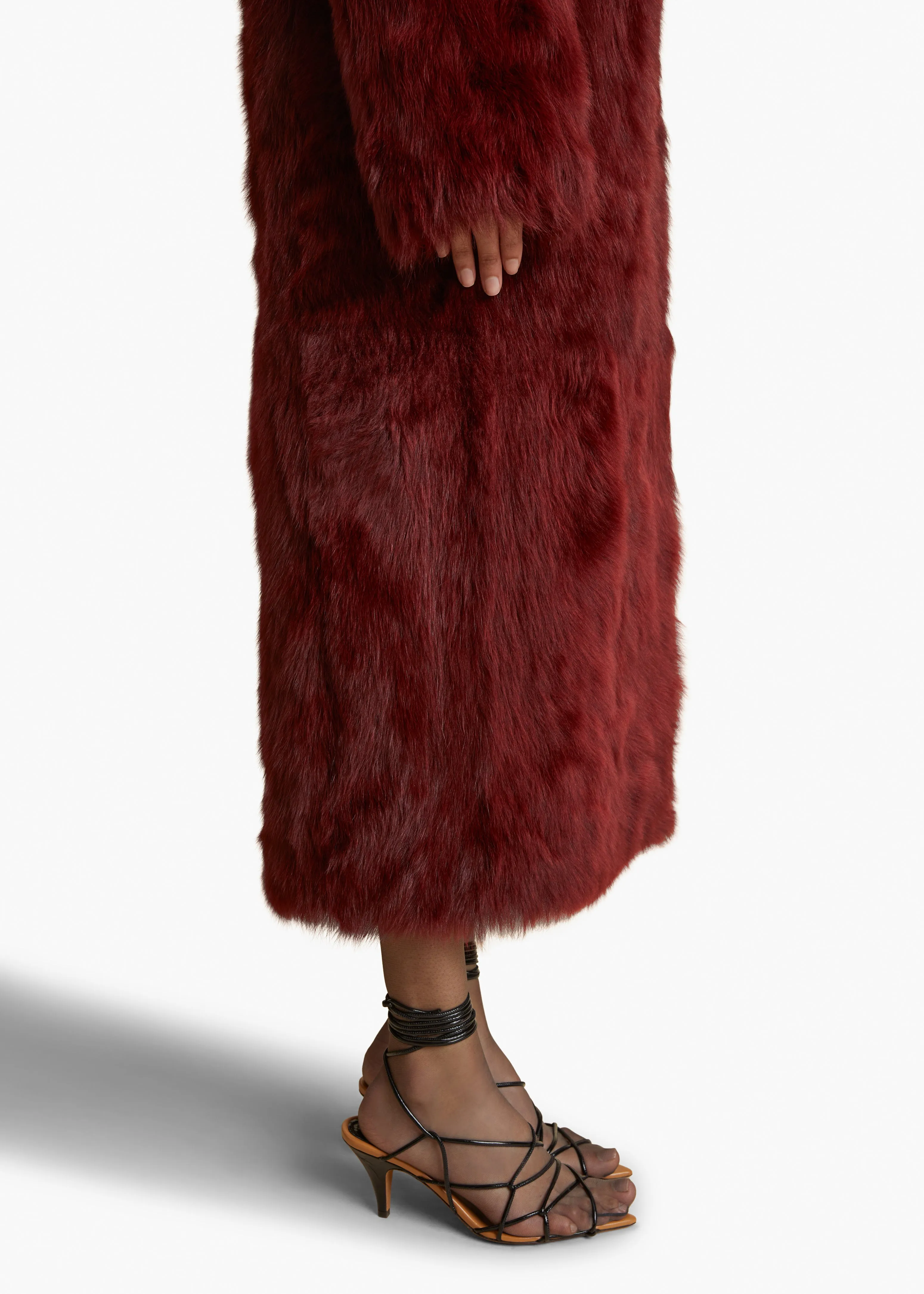 Lolo Coat in Oxblood Shearling sold by KHAITE product image thumbnail 5
