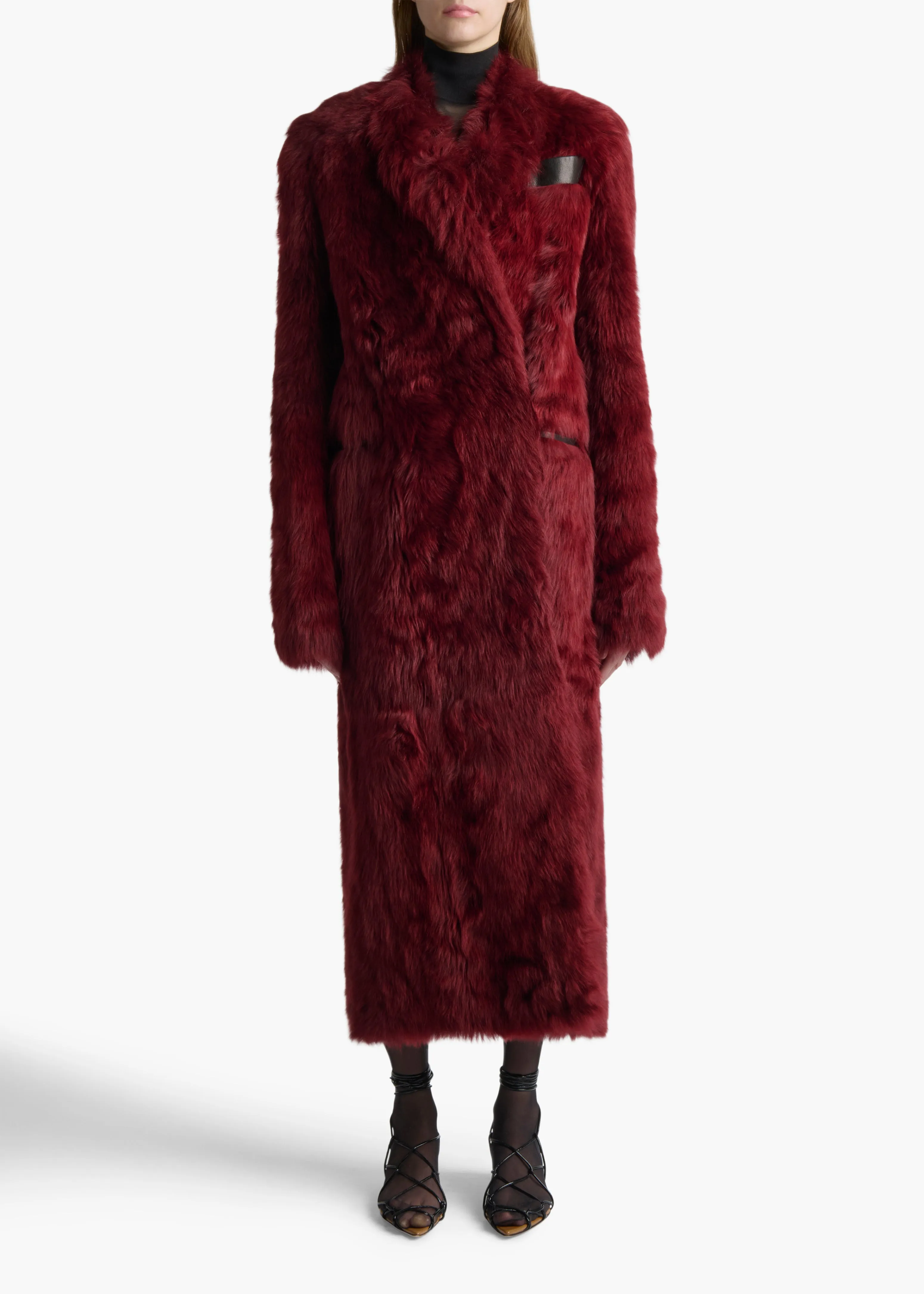 Lolo Coat in Oxblood Shearling sold by KHAITE product image thumbnail 2