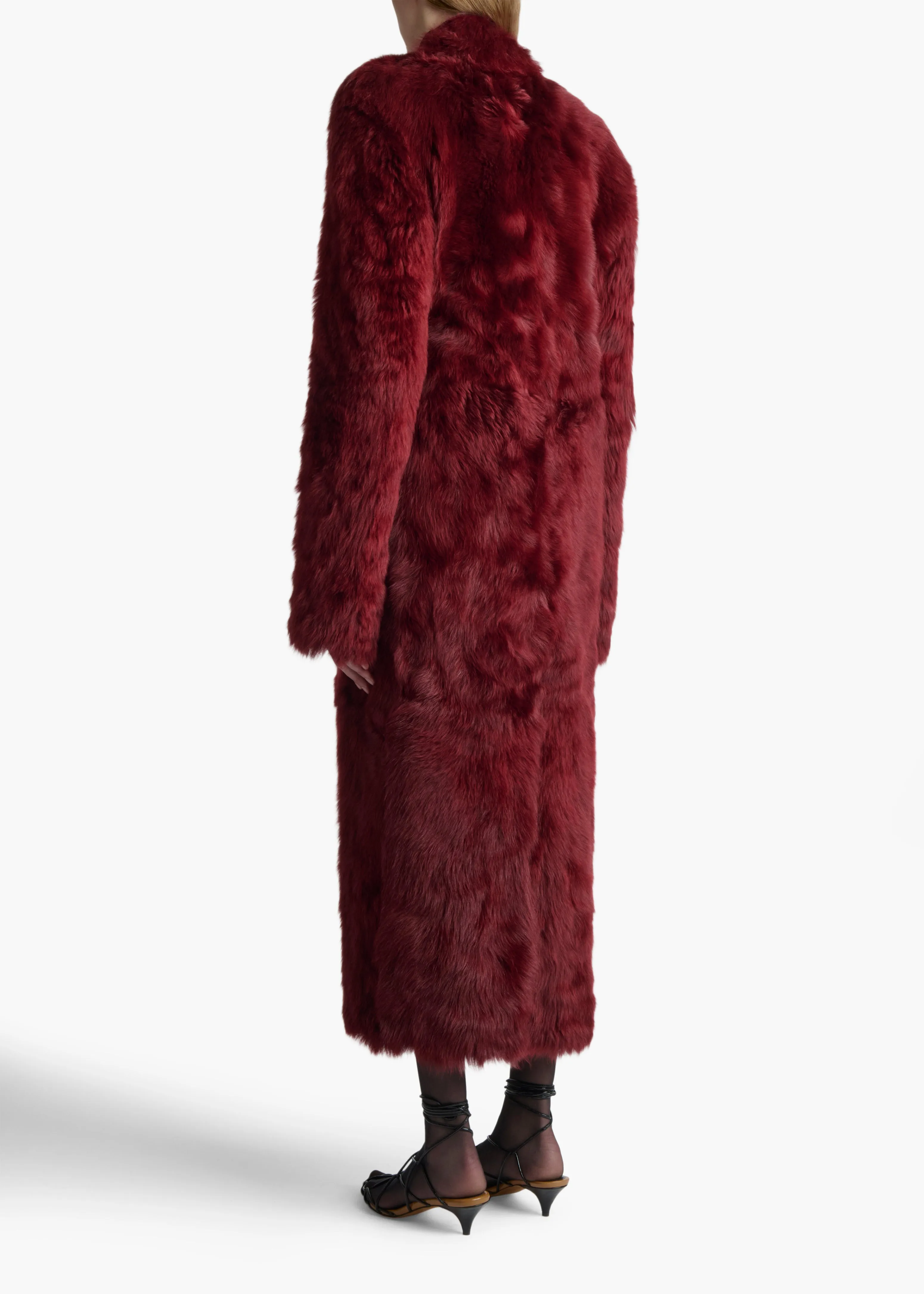 Lolo Coat in Oxblood Shearling sold by KHAITE product image thumbnail 4