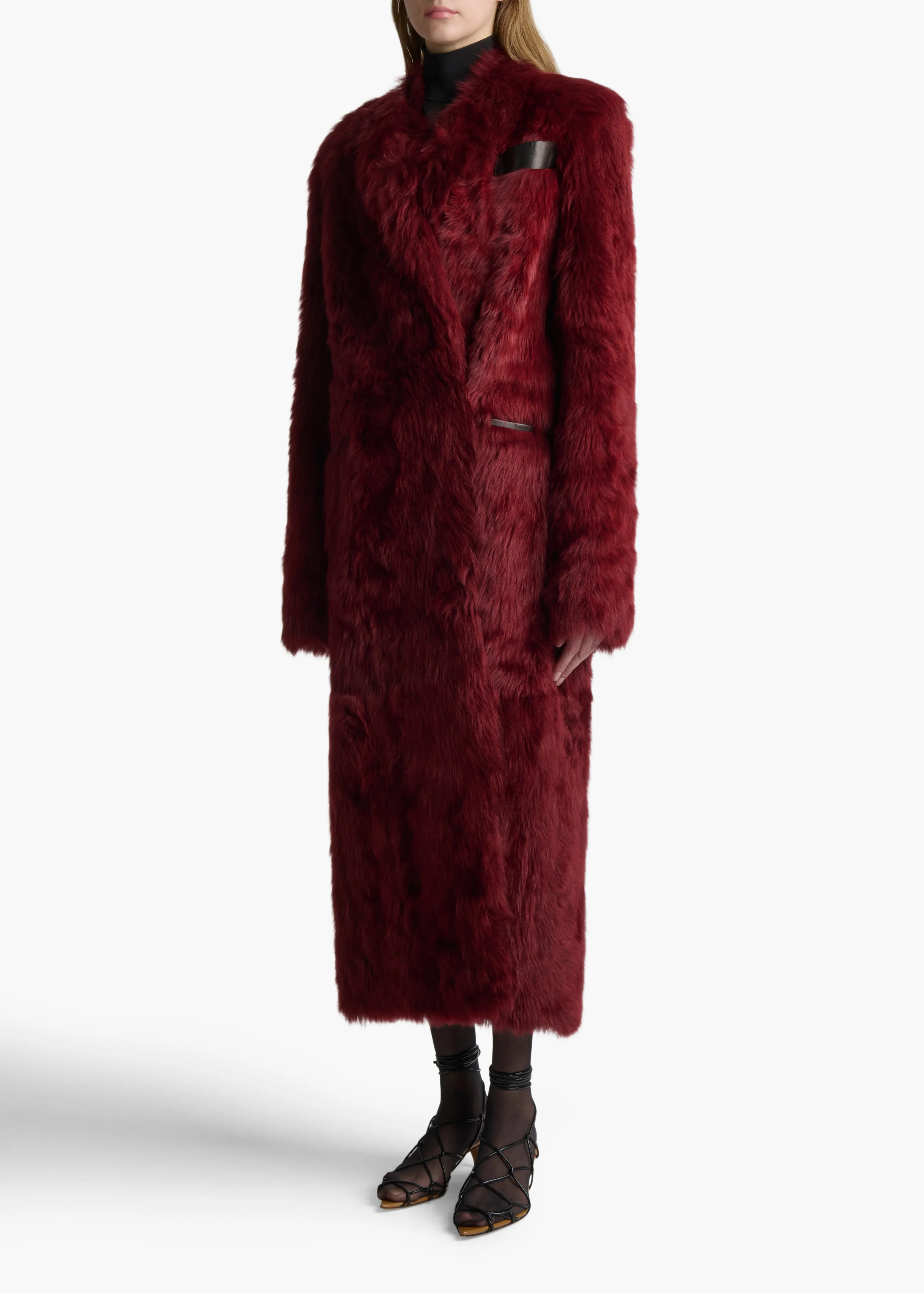 Lolo Coat in Oxblood Shearling sold by KHAITE product image thumbnail 3