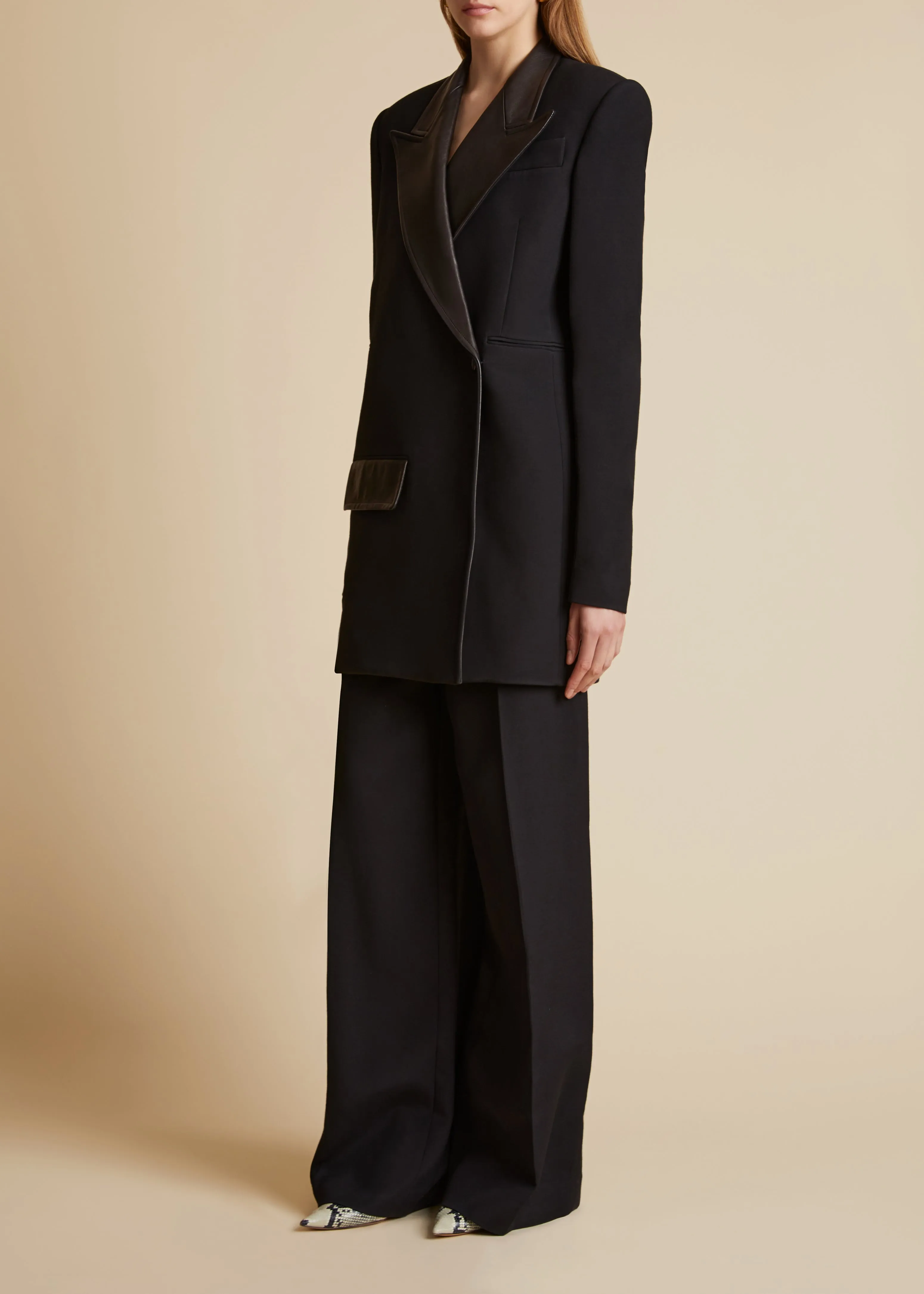 Jacobson Blazer in Black Leather Combo sold by KHAITE product image thumbnail 2