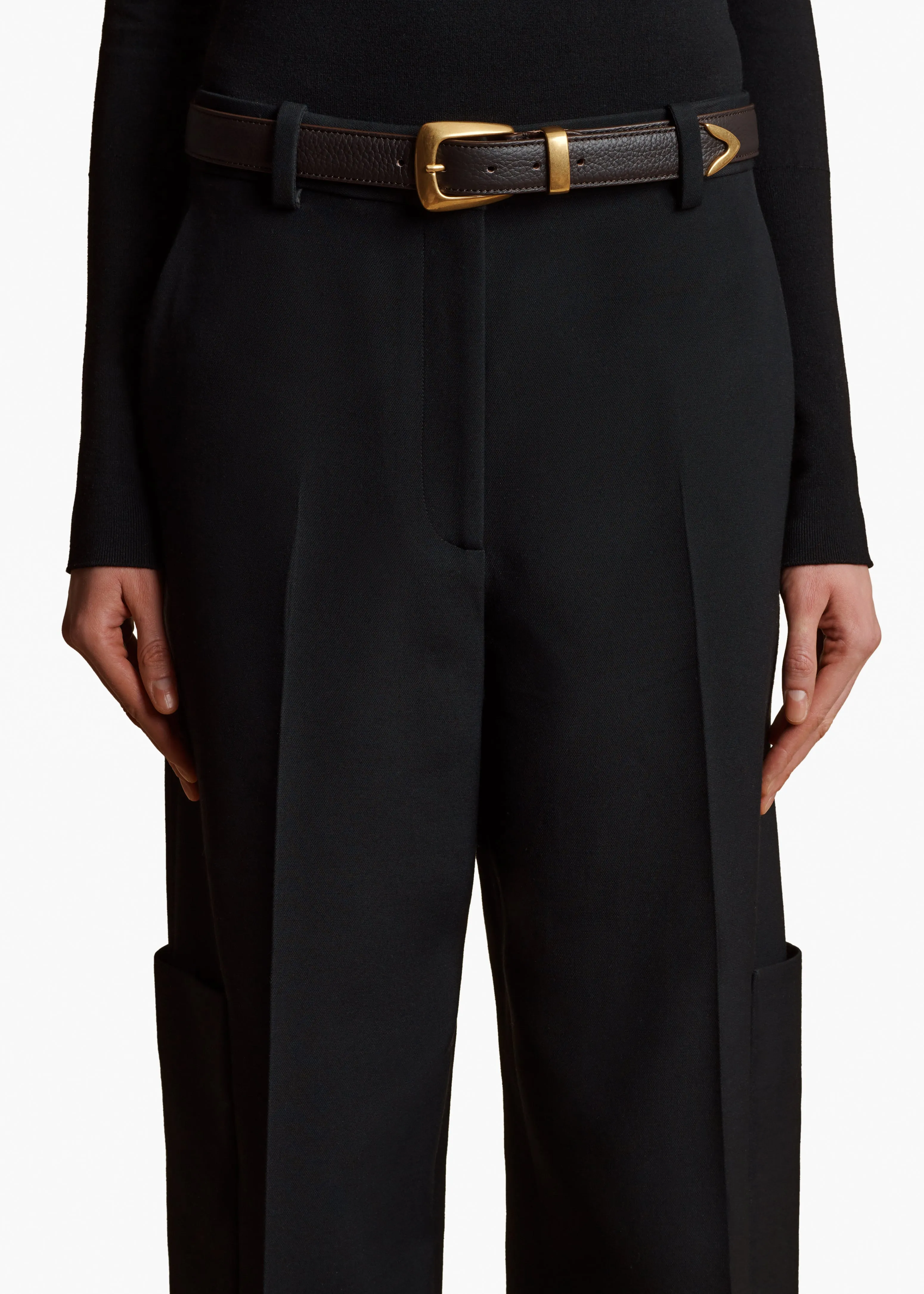 Benny Belt in Dark Brown Leather with Gold sold by KHAITE product image thumbnail 3