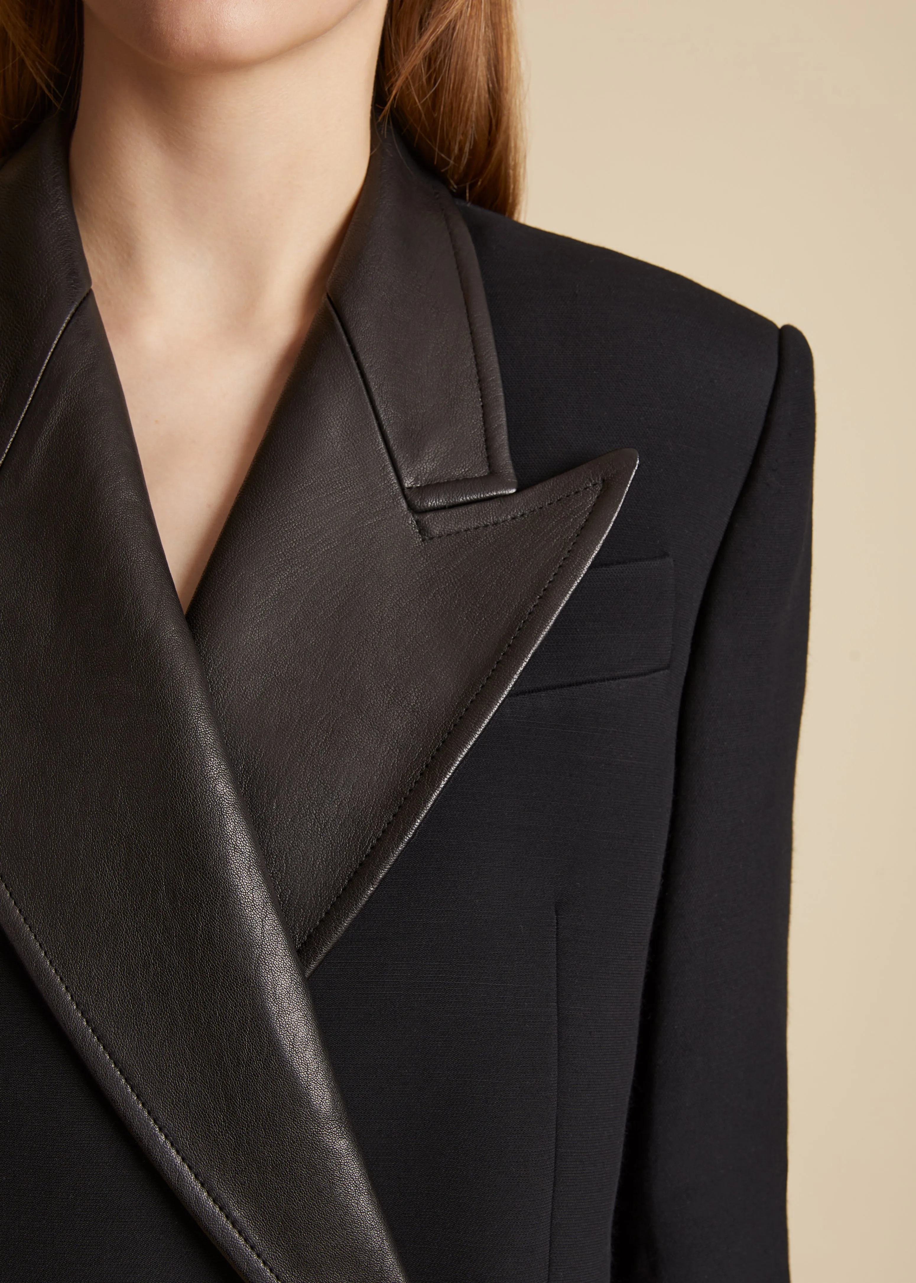 Jacobson Blazer in Black Leather Combo sold by KHAITE product image thumbnail 5